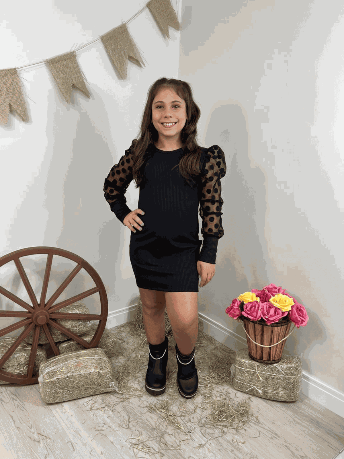 Vestido Manga Tule Bufante Longa - Isa Cintra Moda Infantil