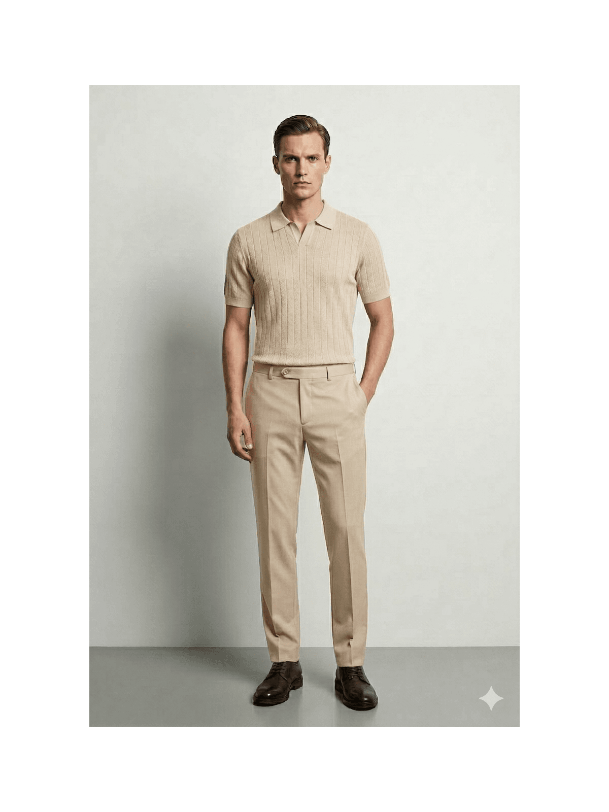 GOLA POLO TRICÔ MARTINE LORENZO - BEGE - SP GRIFES - Camisetas Importadas no Atacado