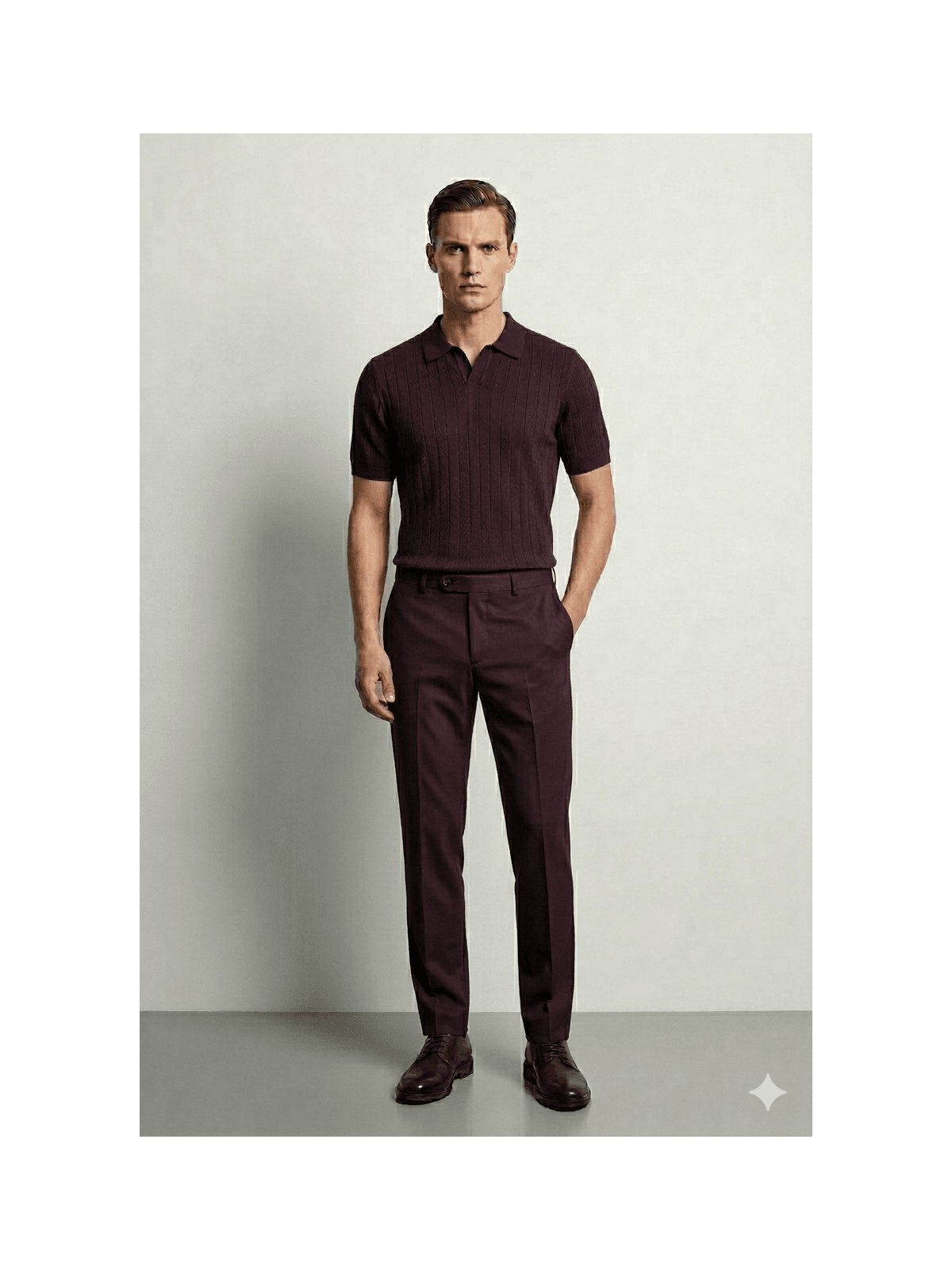 GOLA POLO TRICÔ MARTINE LORENZO - VINHO - SP GRIFES - Camisetas Importadas no Atacado