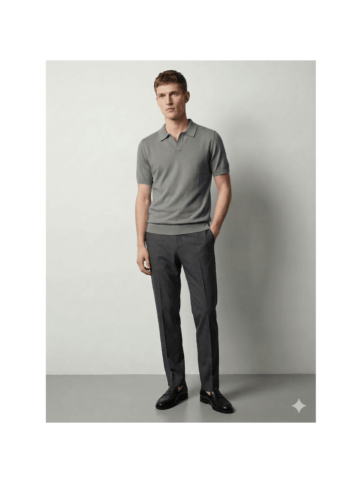 GOLA POLO TRICÔ MARTINE LORENZO - CINZA - SP GRIFES - Camisetas Importadas no Atacado