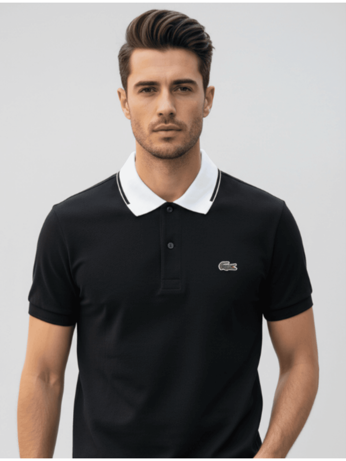 Gola Polo Lacoste Diferenciada Importada - Preta - SP GRIFES - Camisetas Importadas no Atacado