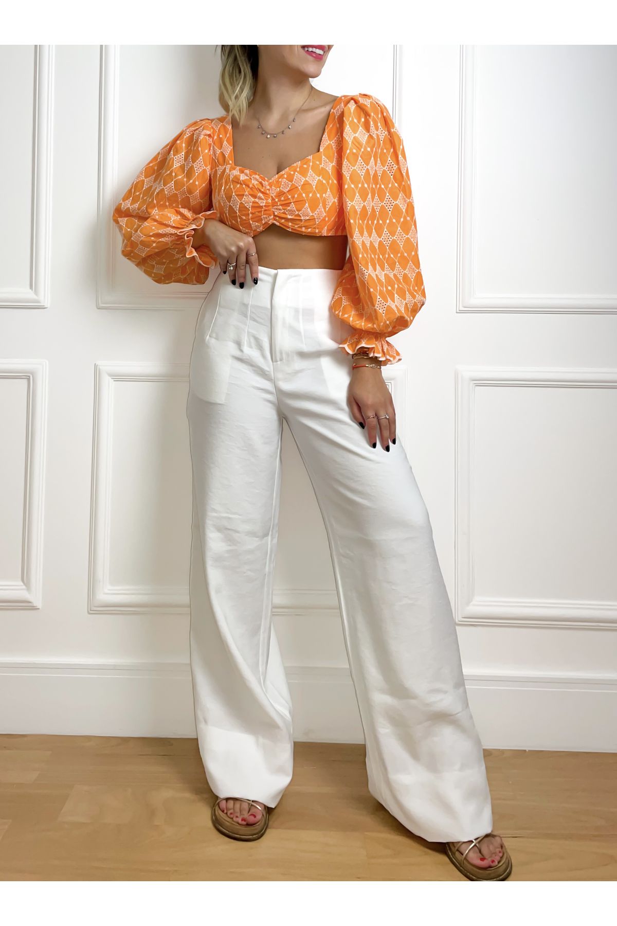 Calça Rita Wide Leg Alfaiataria - Off White