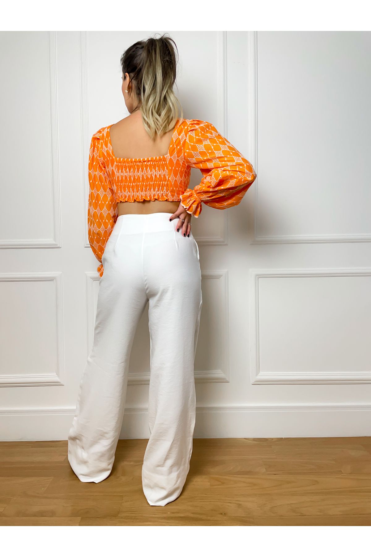 Calça Rita Wide Leg Alfaiataria - Off White
