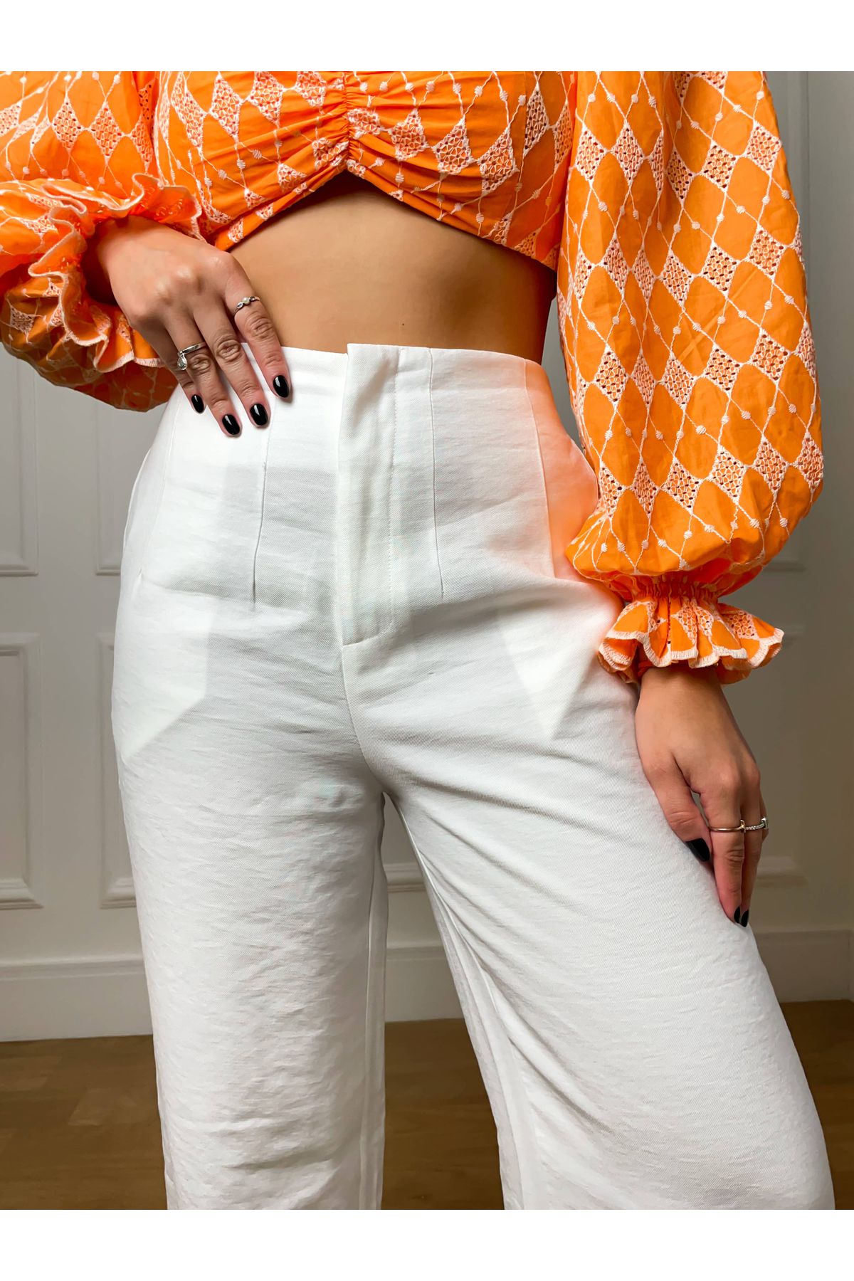 Calça Rita Wide Leg Alfaiataria - Off White