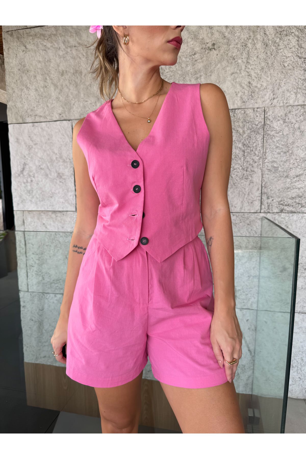 Colete Emi Alfaiataria -Rosa