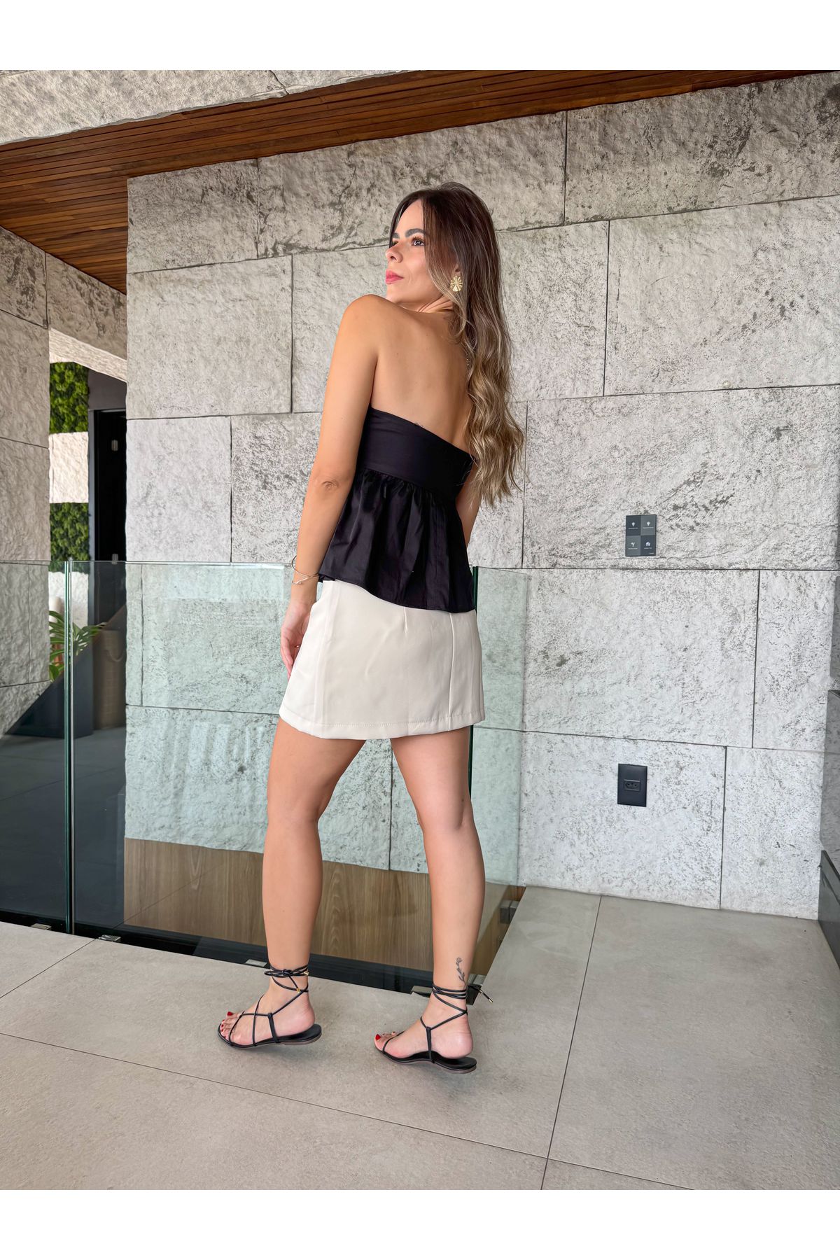 Saia Virginia Alfaiataria forrado - Bege