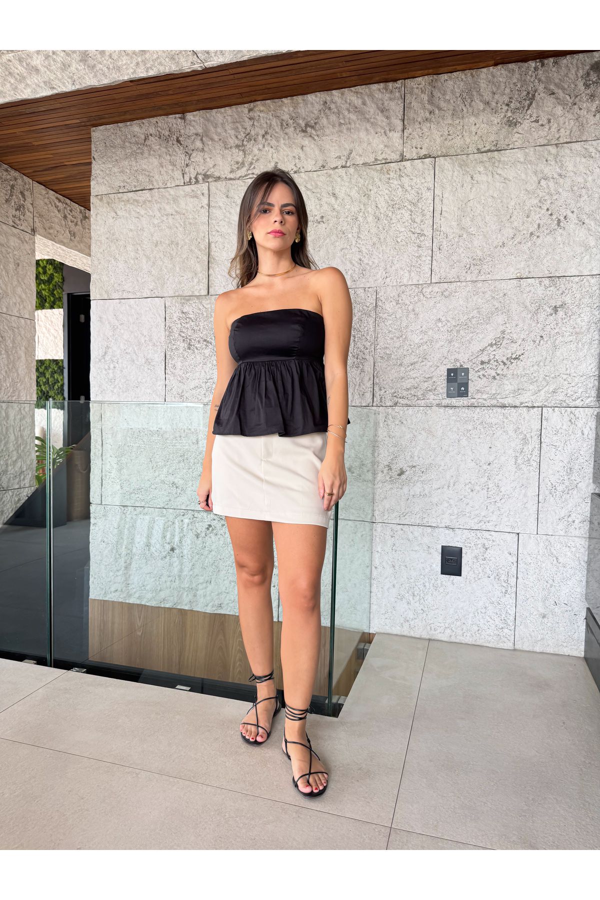 Saia Virginia Alfaiataria forrado - Bege