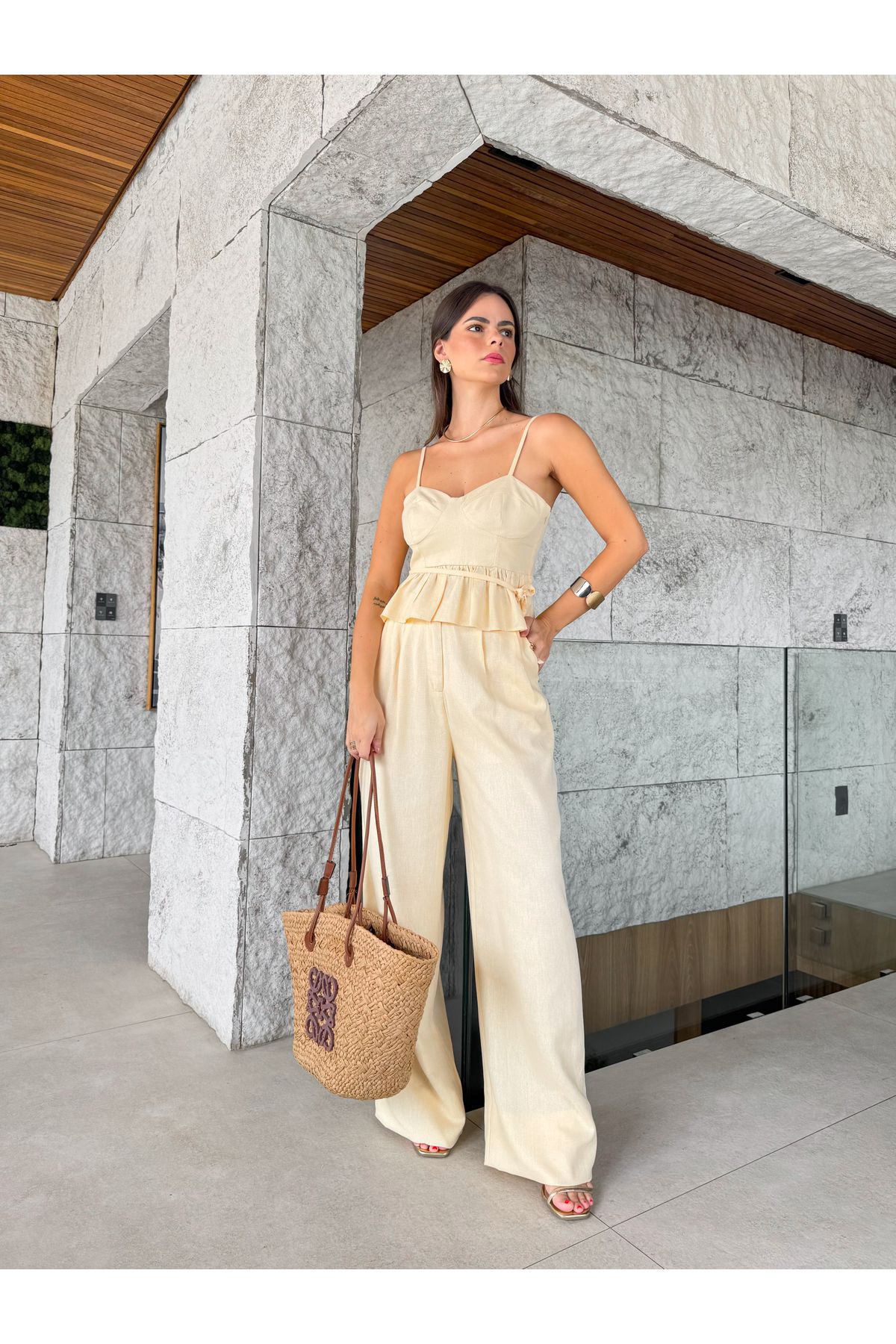 Calça Mávila alfaiataria - Amarelo manteiga