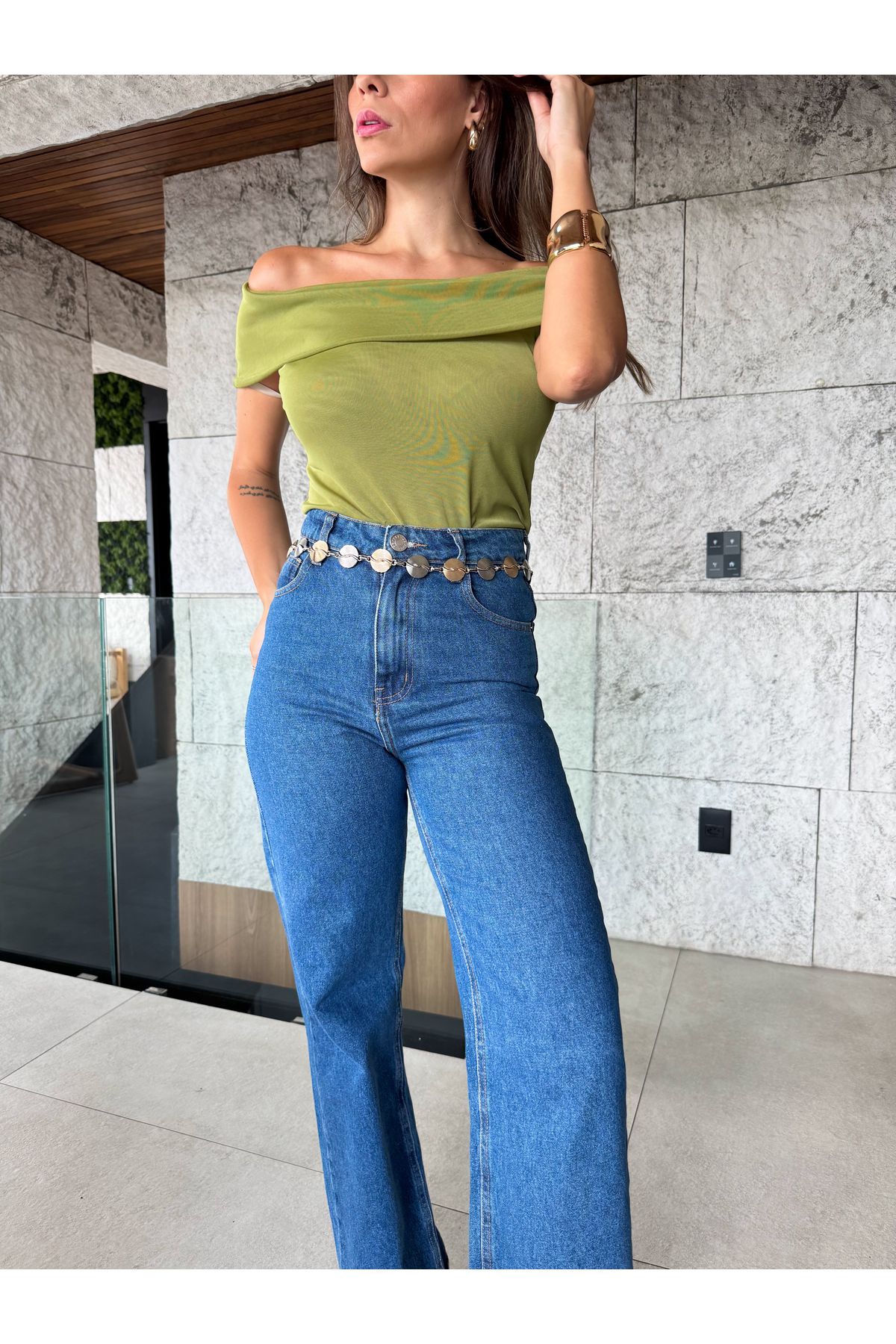 Blusa Ravena tule ombro a ombro - Verde