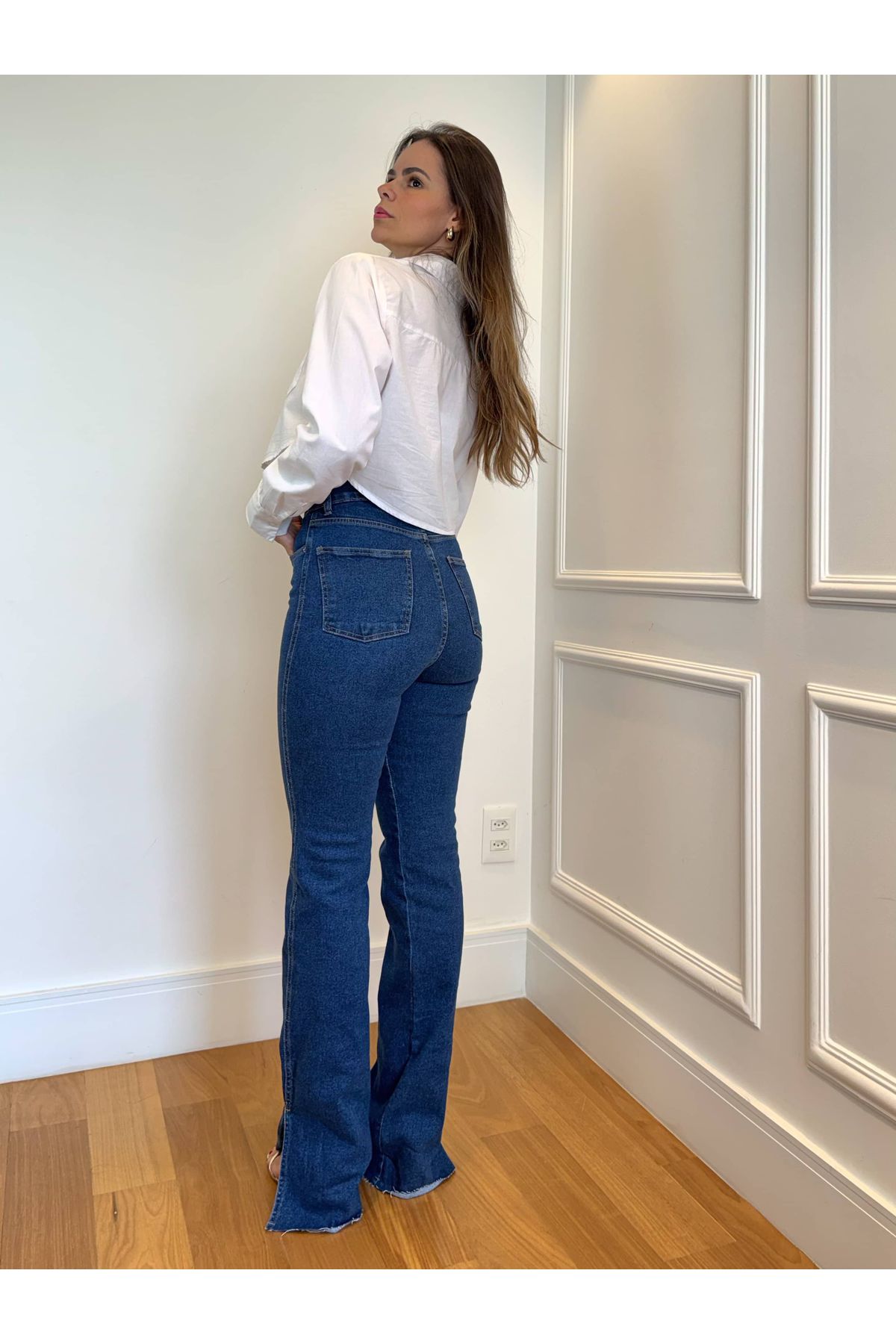Calça Manuela com elastano - Jeans escuro