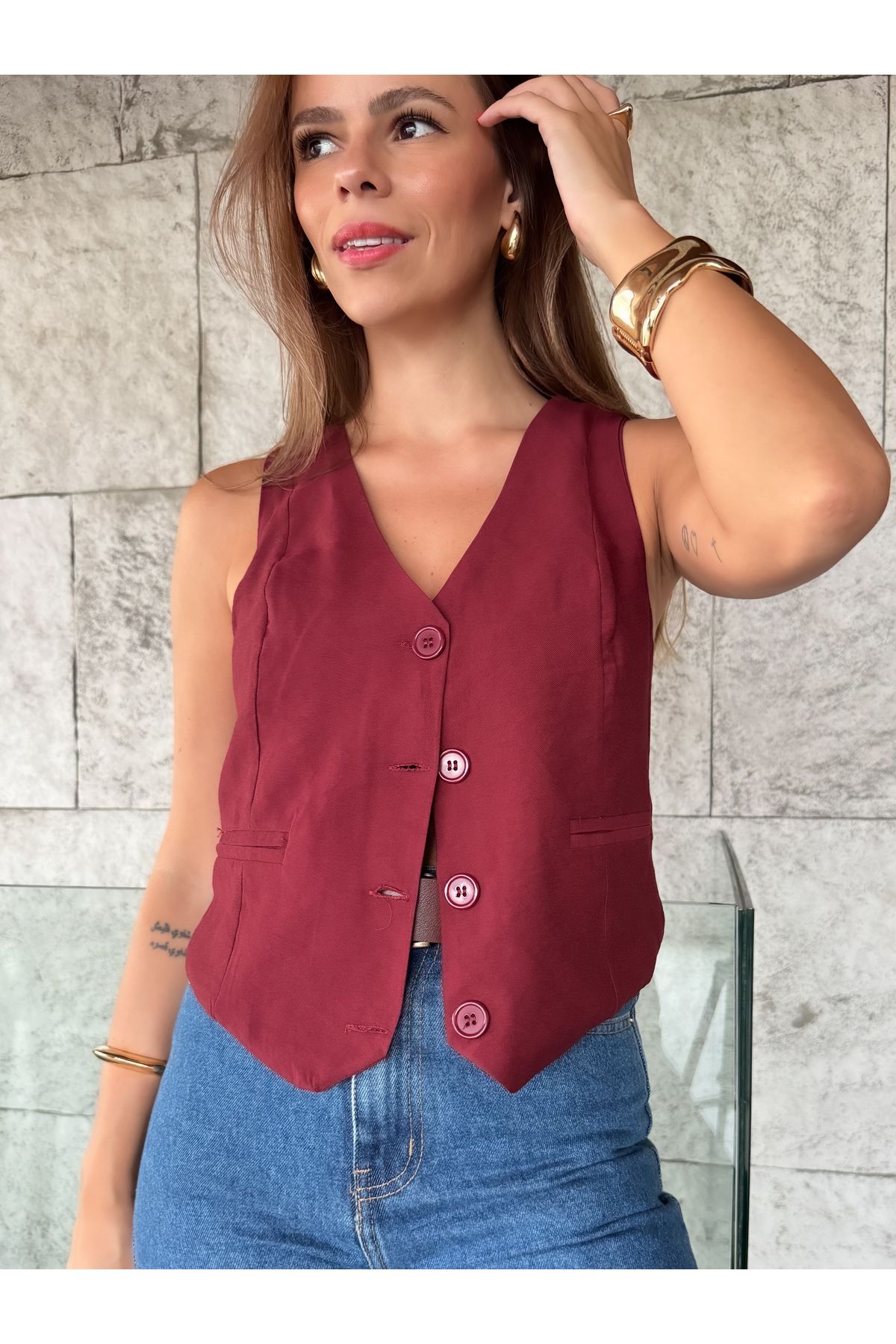 Colete alfaiataria Sindy - Bordô