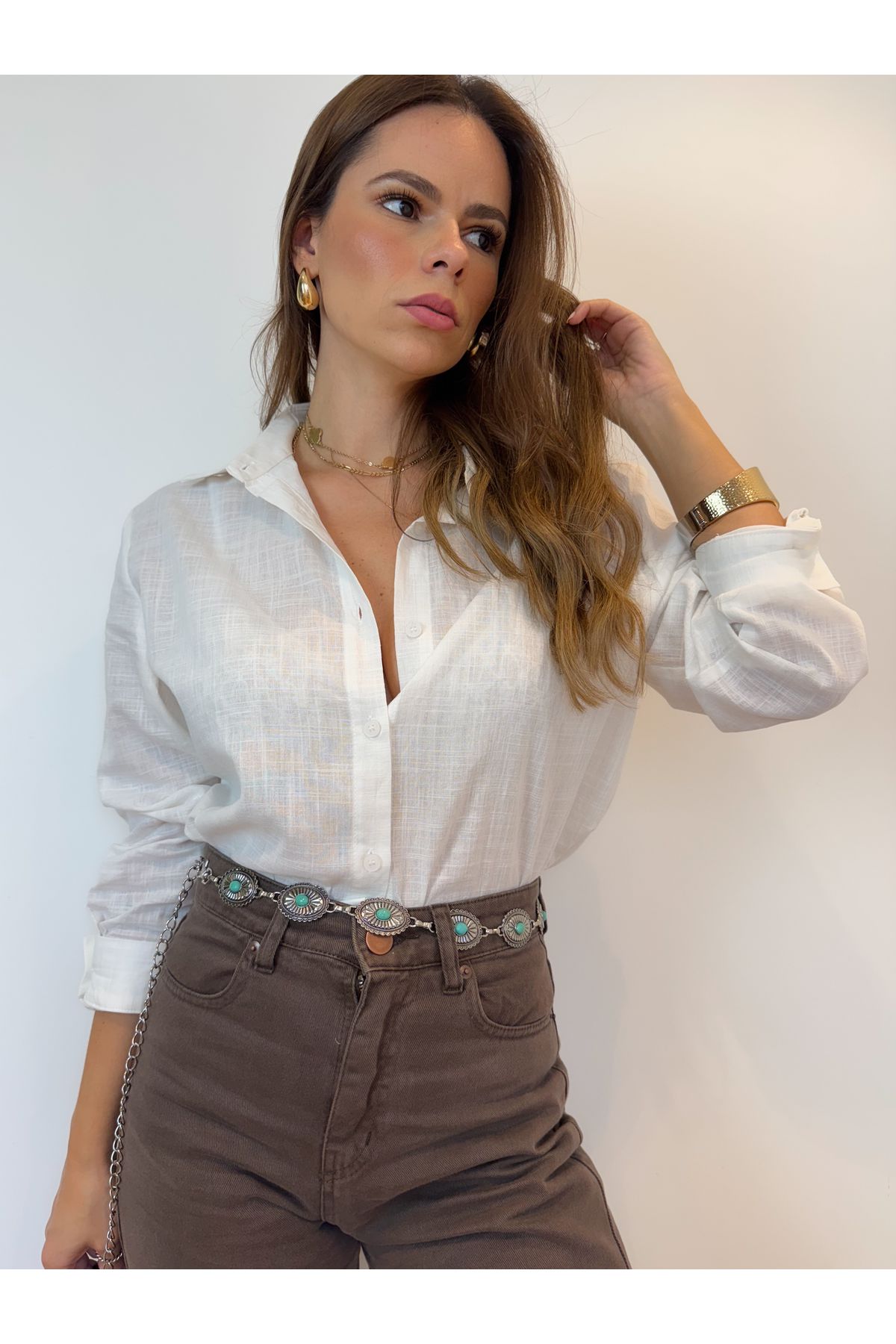 Camisa Jessica alongada - branca 