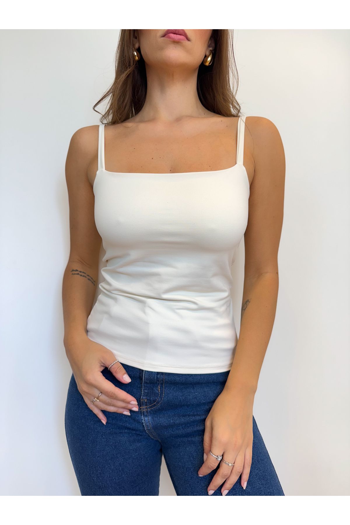 Blusa Cintia regata basica alça fina - Off white