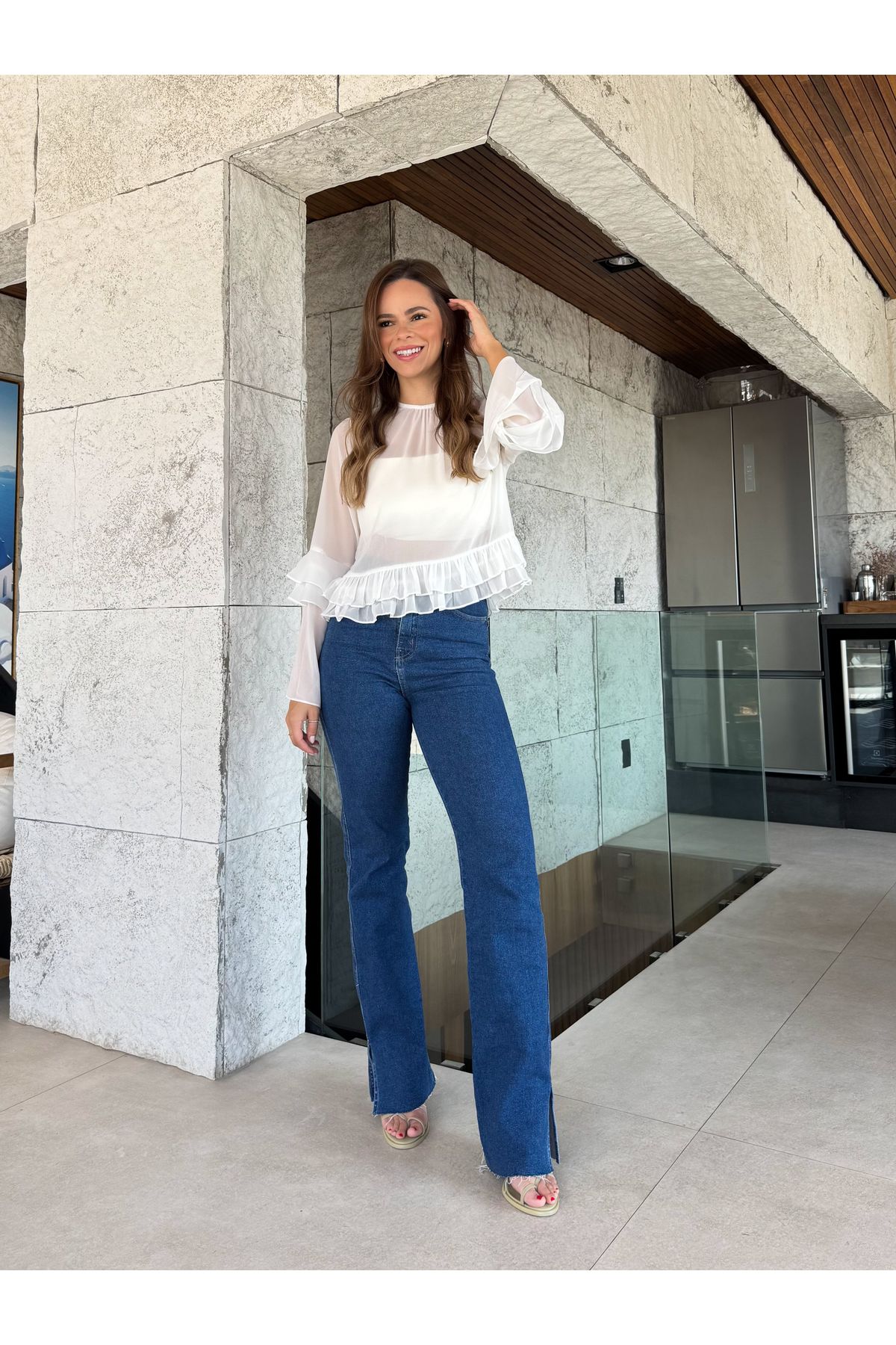 Blusa Cintia regata basica alça fina - Off white