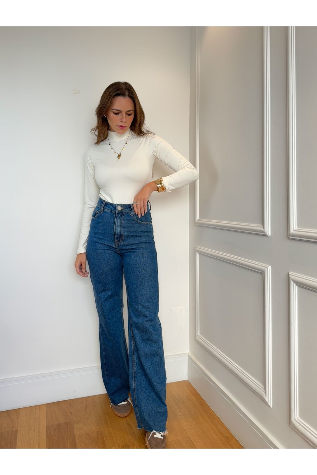 Body Samara manga longa gola alta - Off White