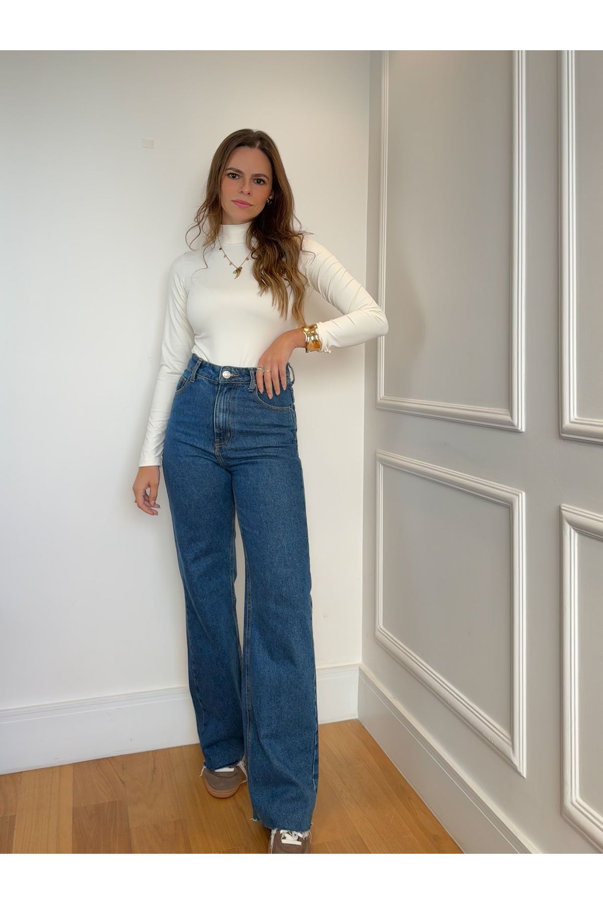 Body Samara manga longa gola alta - Off White