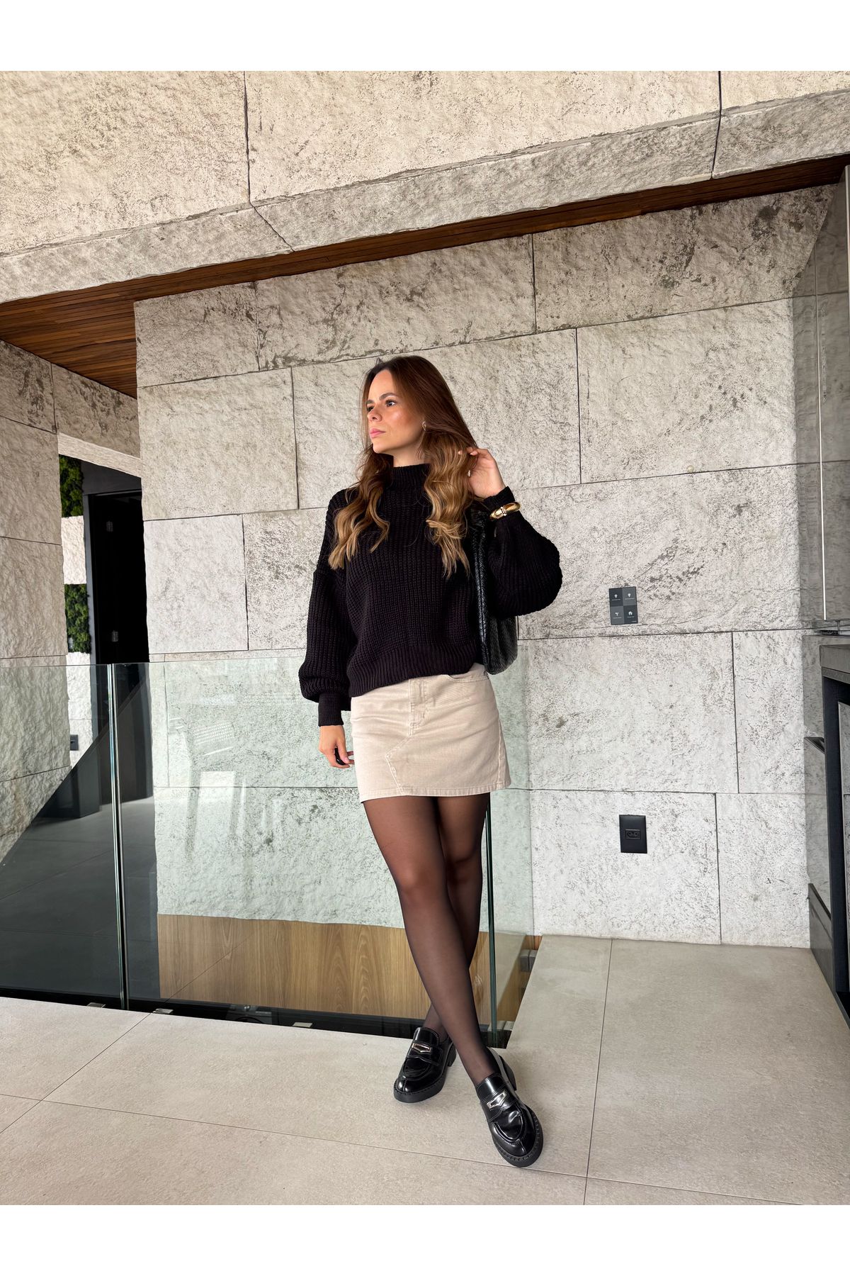 Saia Gleice - Jeans areia