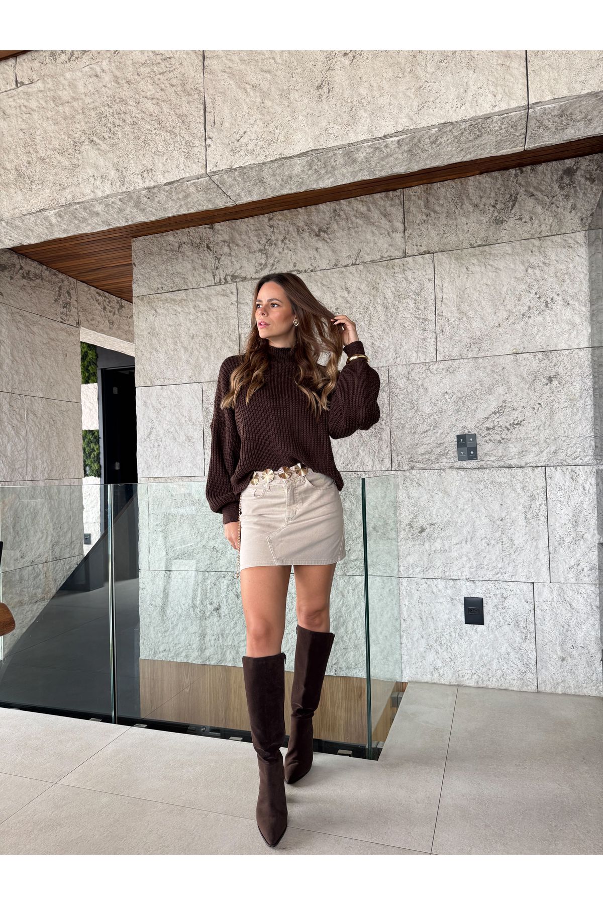 Blusa de Tricot Neiva - Marrom