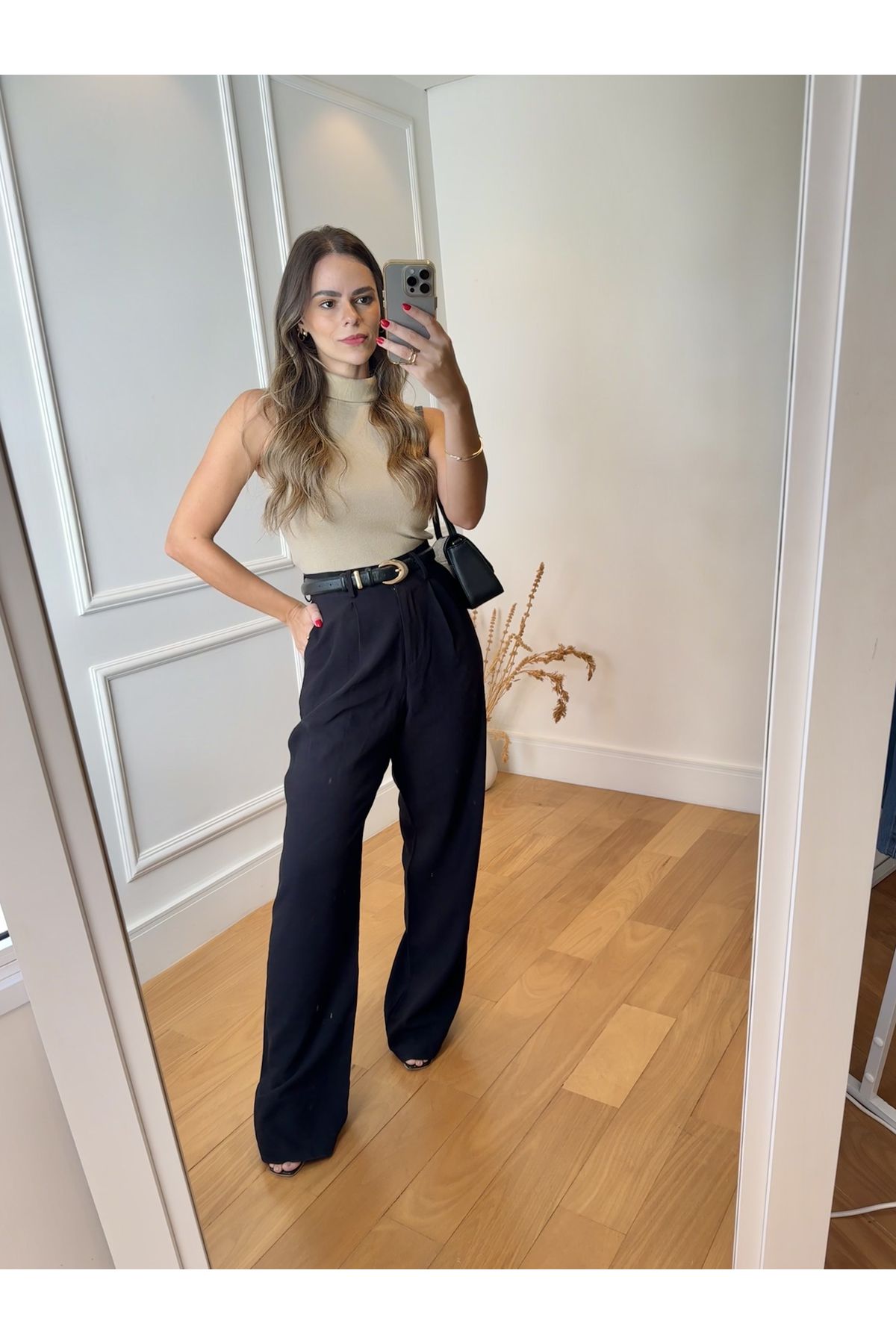 Calca Ava Alfaiataria Wide Leg Preta 