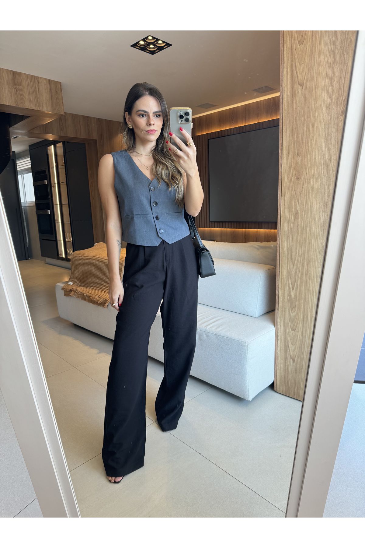 Calca Ava Alfaiataria Wide Leg Preta 