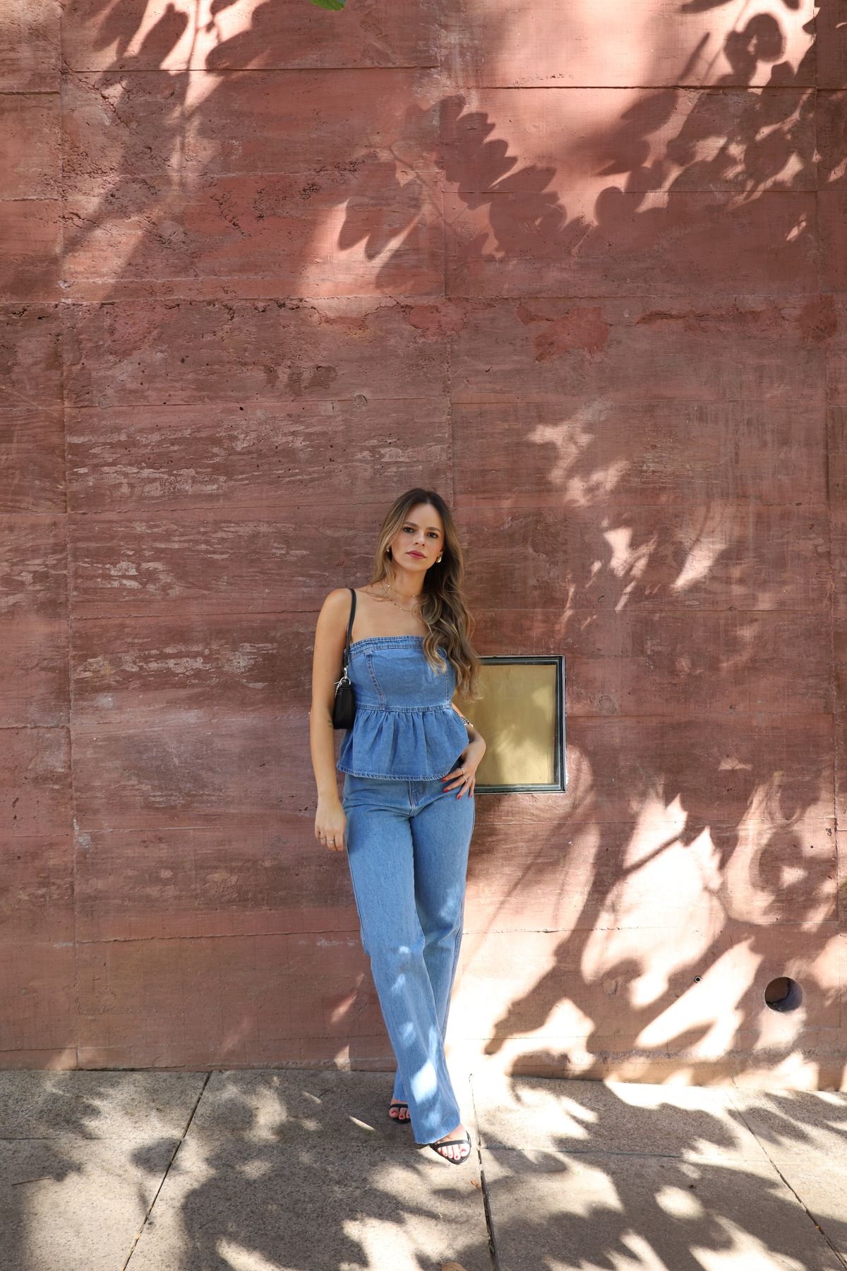 Calça Guta Wide Leg Cintura media - Jeans medio