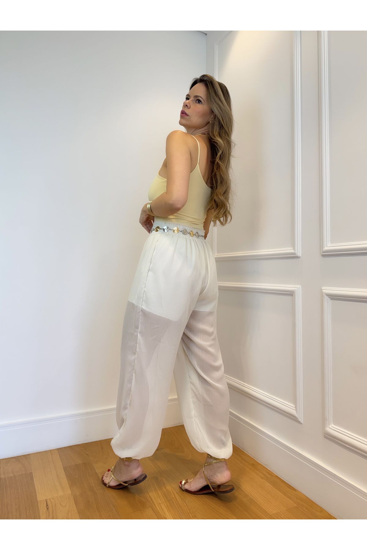 Calca Carlota aladim - off white