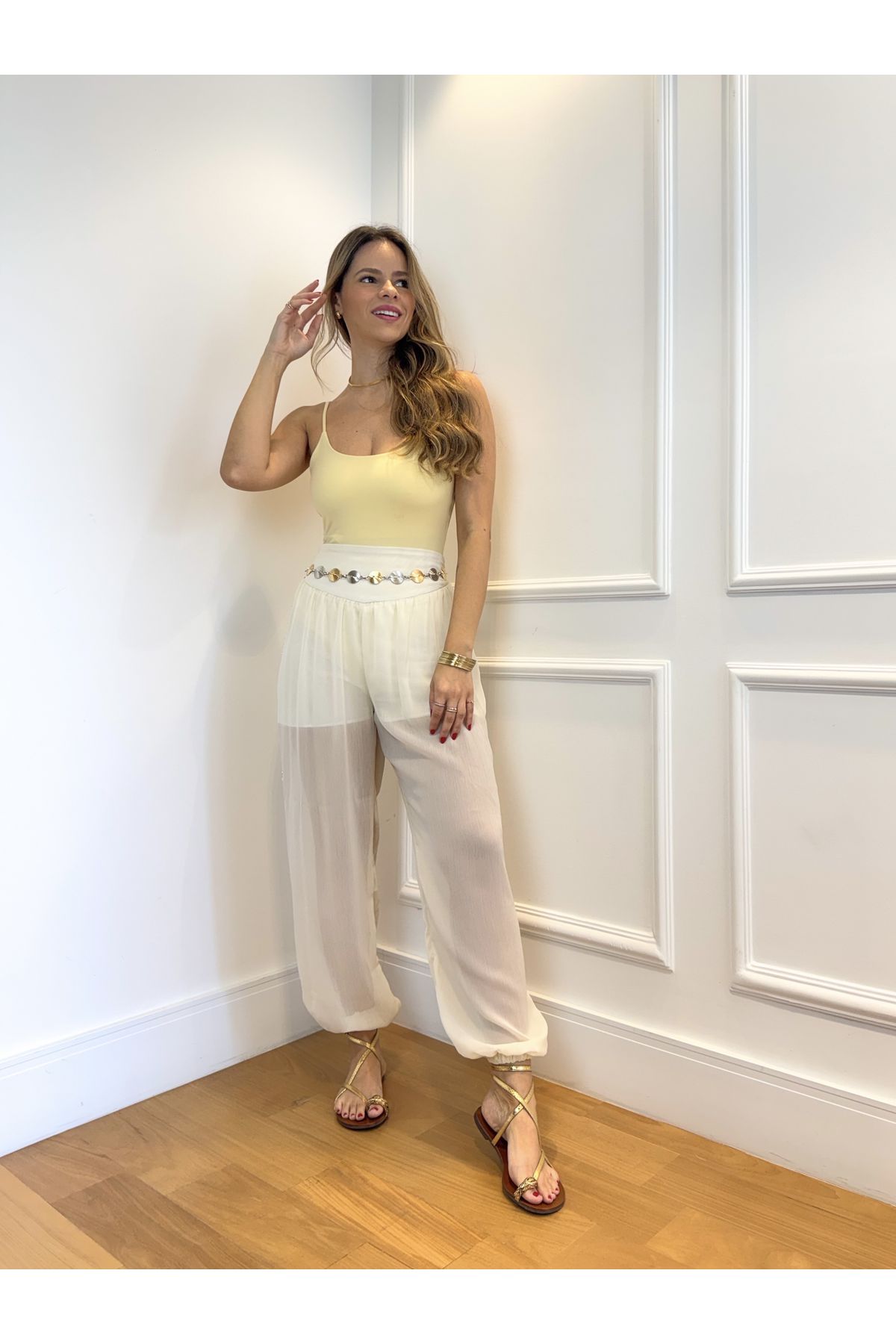 Calca Carlota aladim - off white