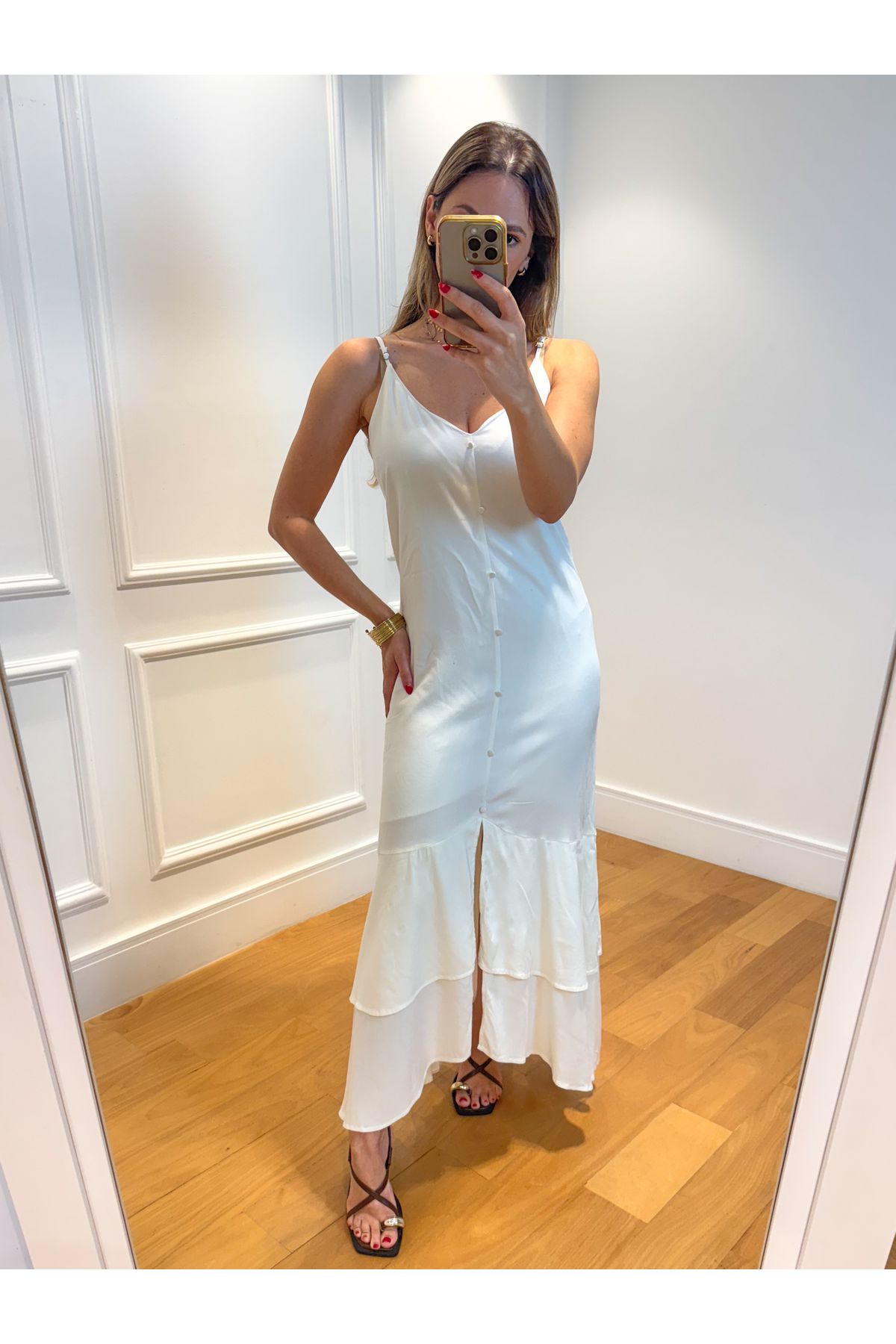 Vestido Helena de Botões Off White