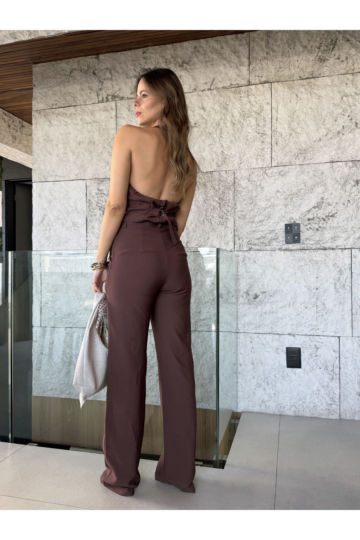 Colete alfaiataria frente unica Serena - Marrom