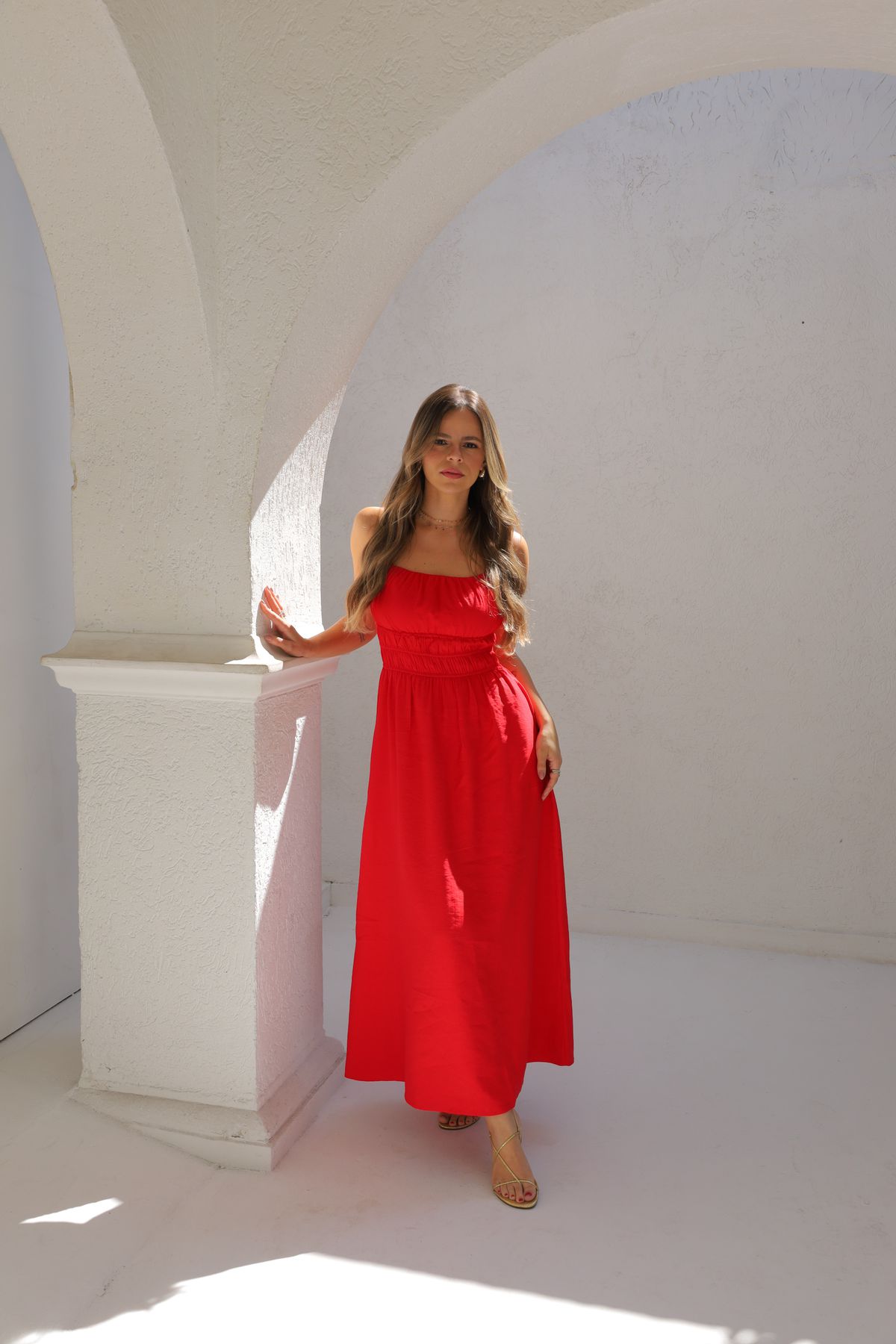 Vestido Lily midi - Vermelho