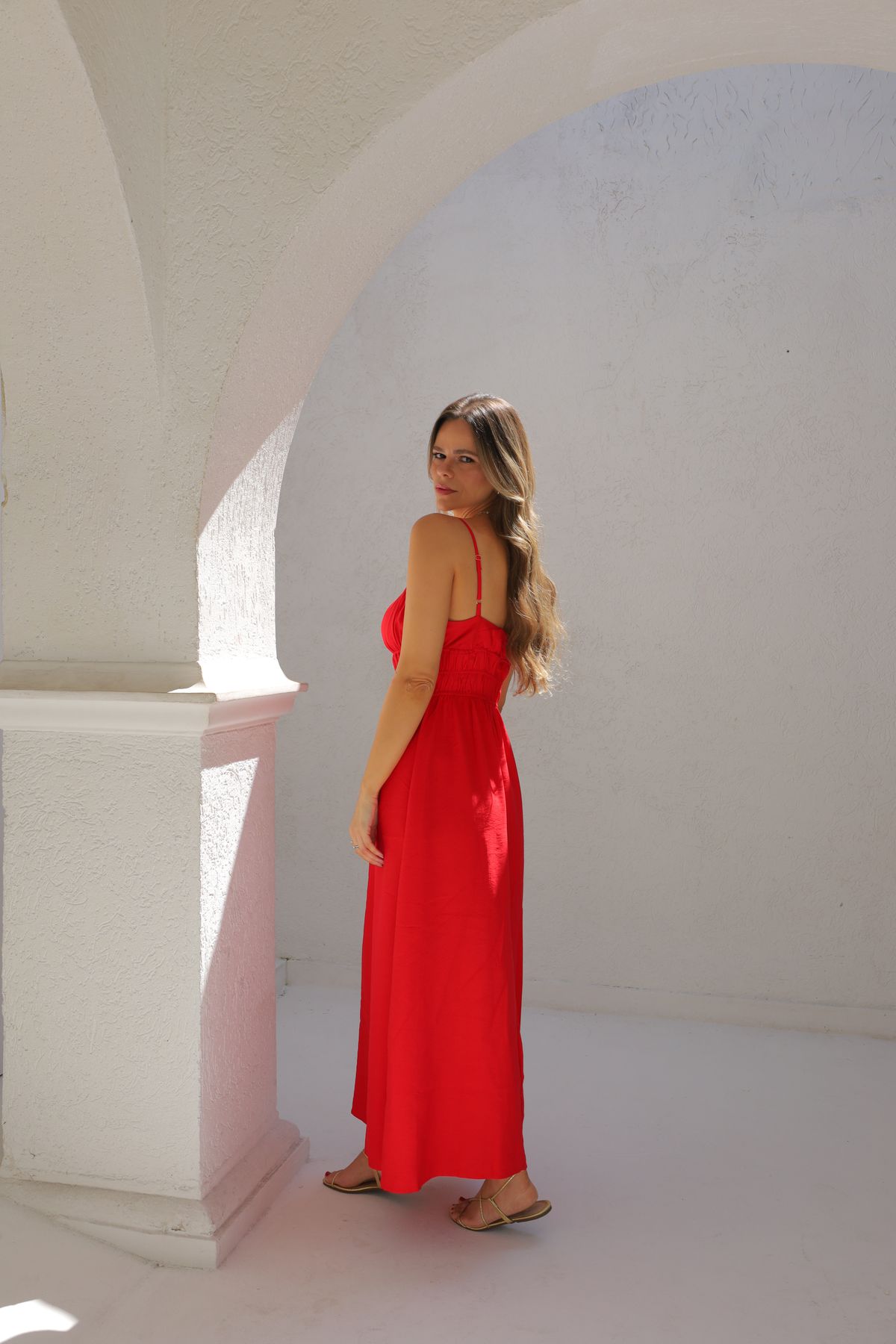 Vestido Lily midi - Vermelho