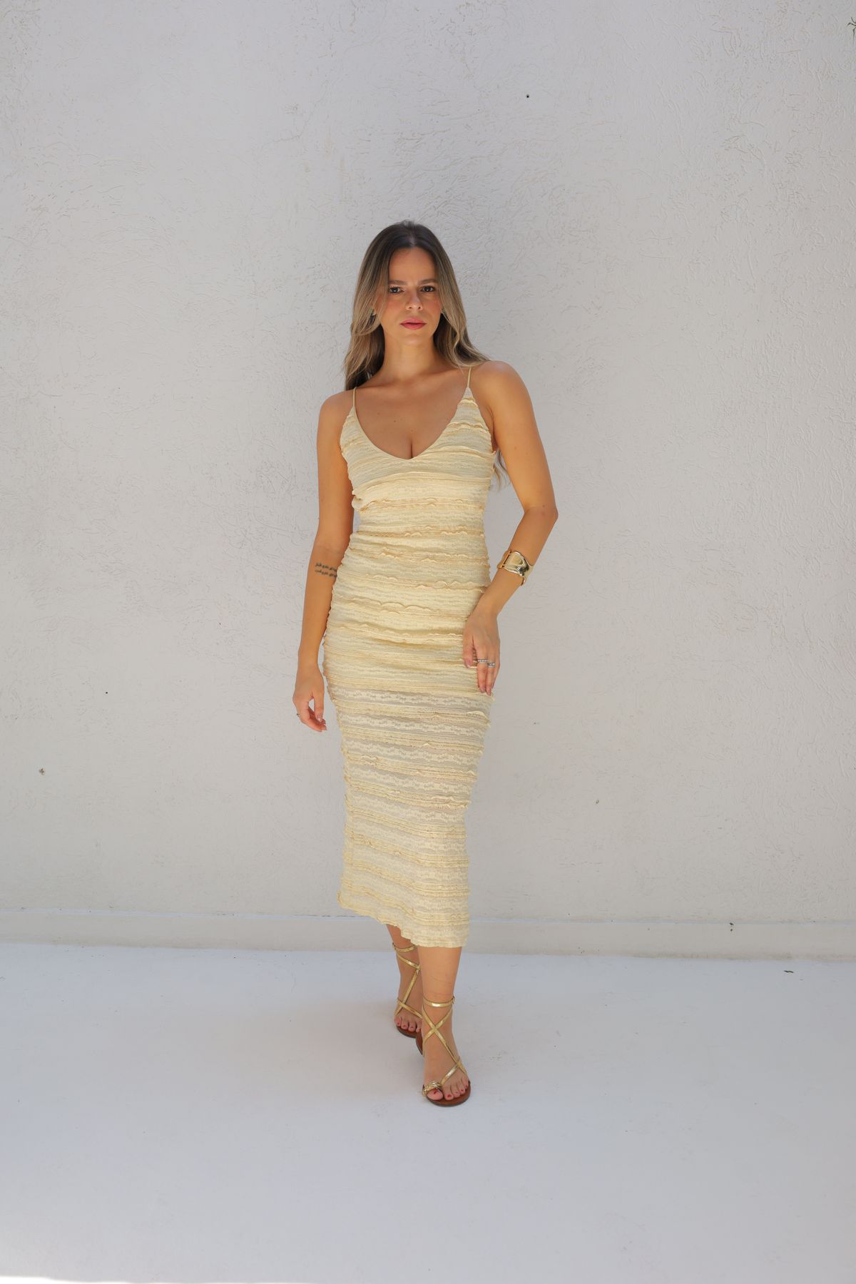 Vestido Lua midi - Amarelo