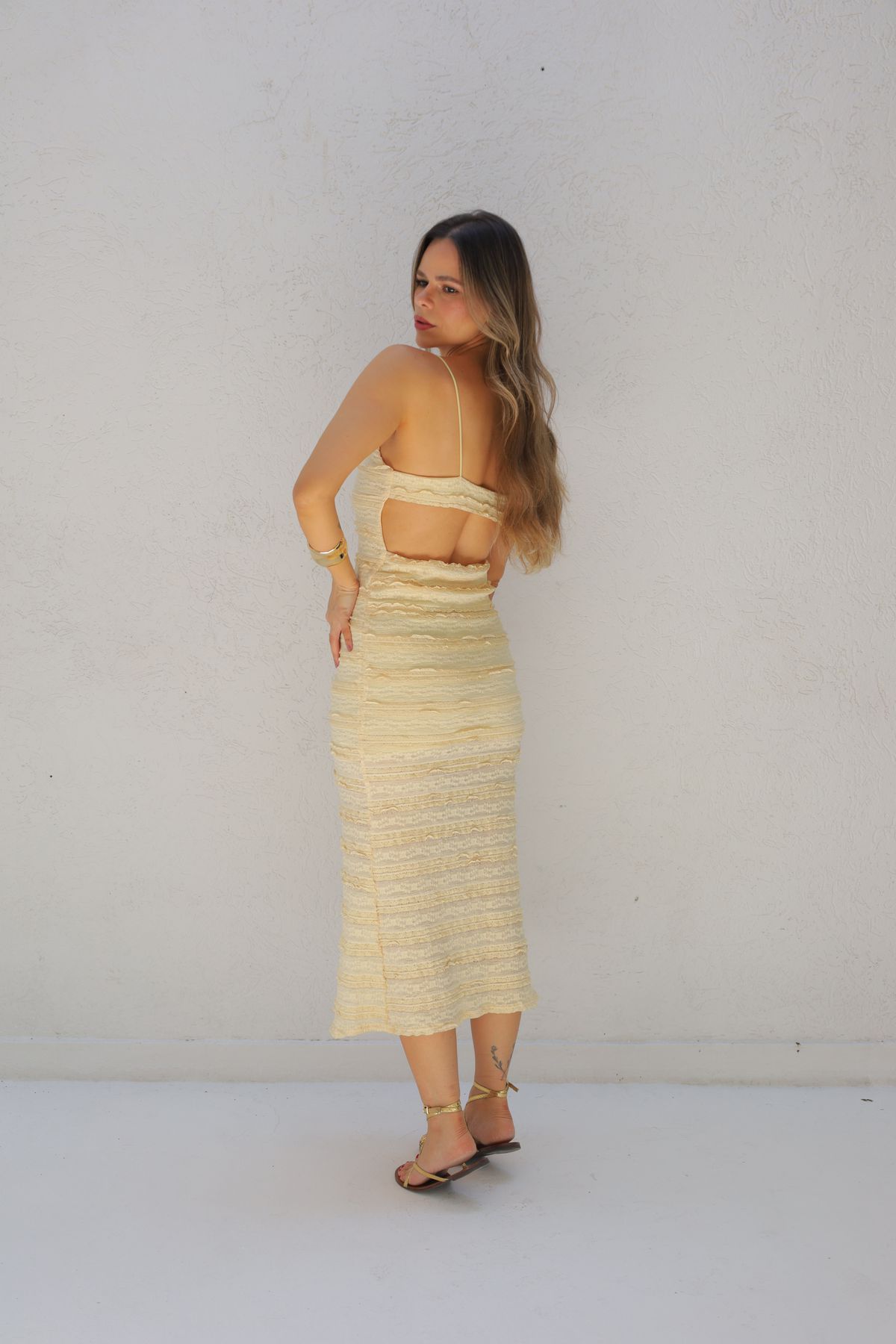 Vestido Lua midi - Amarelo