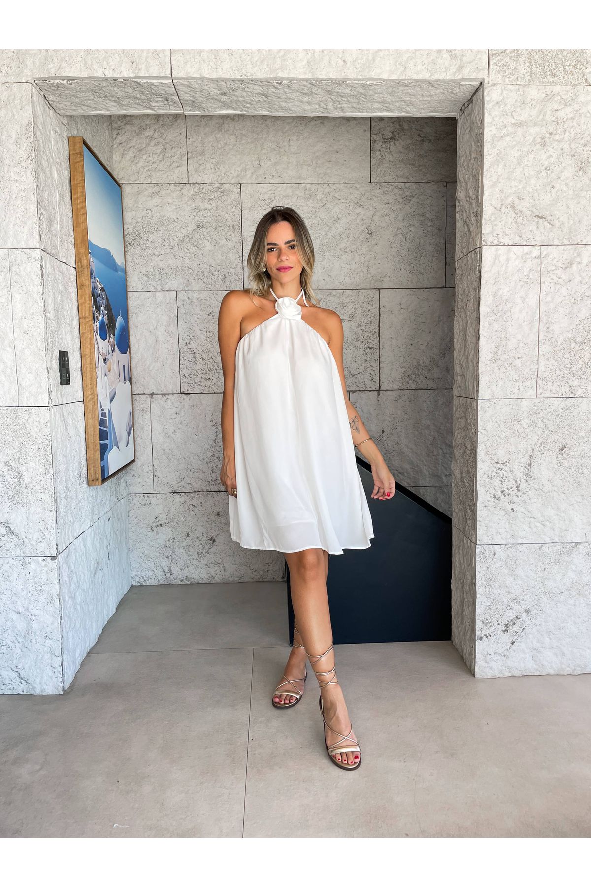 Vestido Soraia com flor - Branco