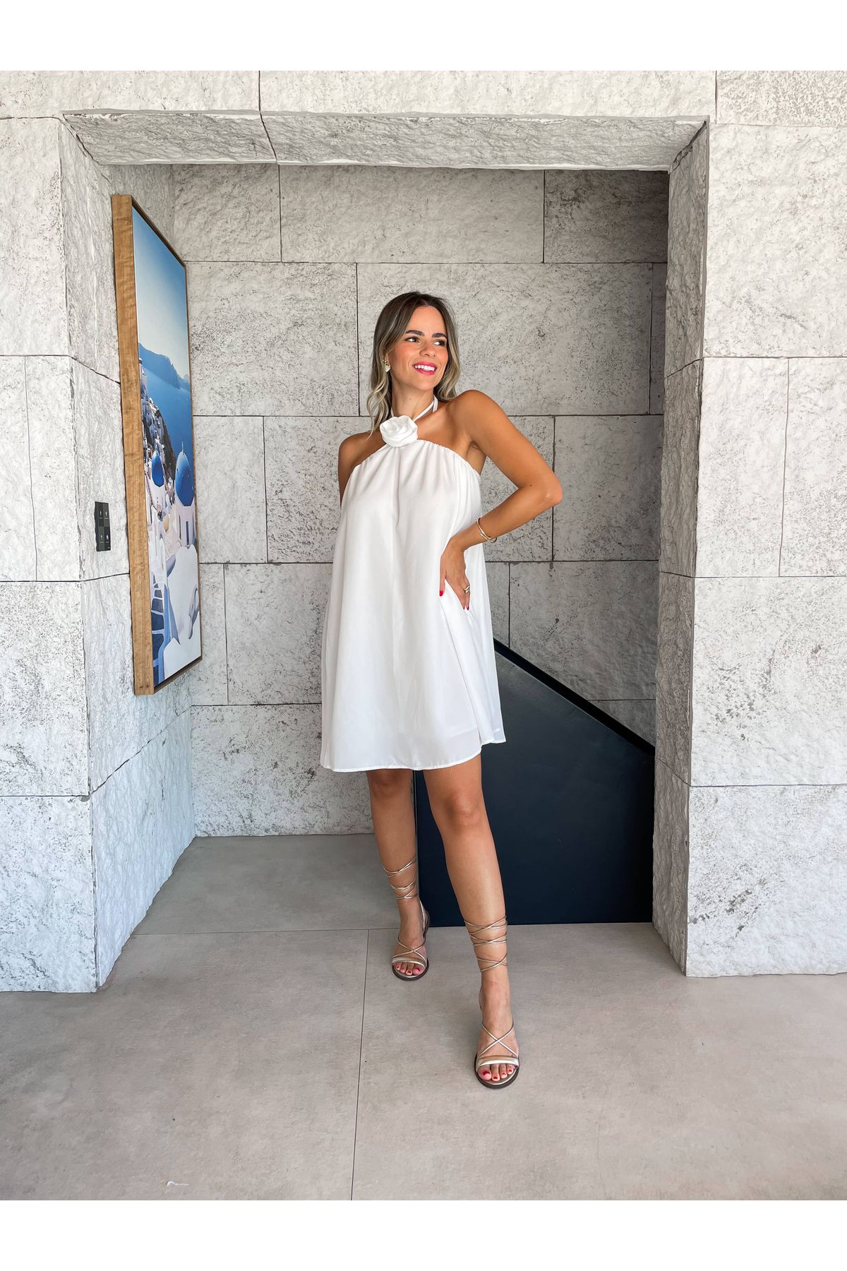 Vestido Soraia com flor - Branco