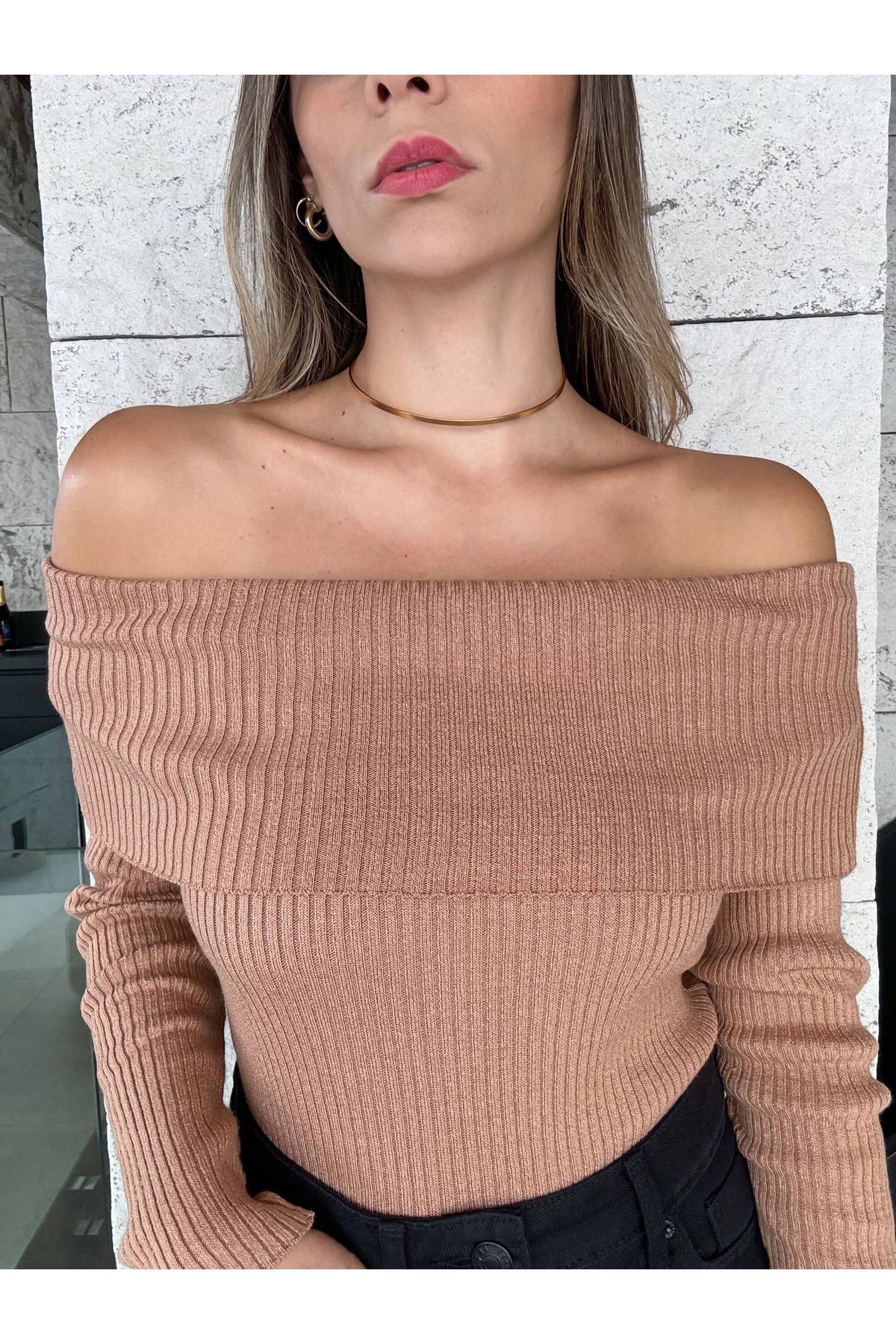 Blusa de Tricot Karen ombro a ombro - Nude