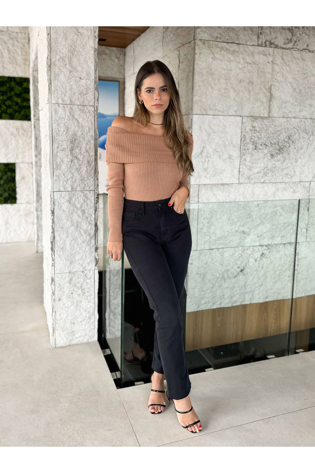 Blusa de Tricot Karen ombro a ombro - Nude