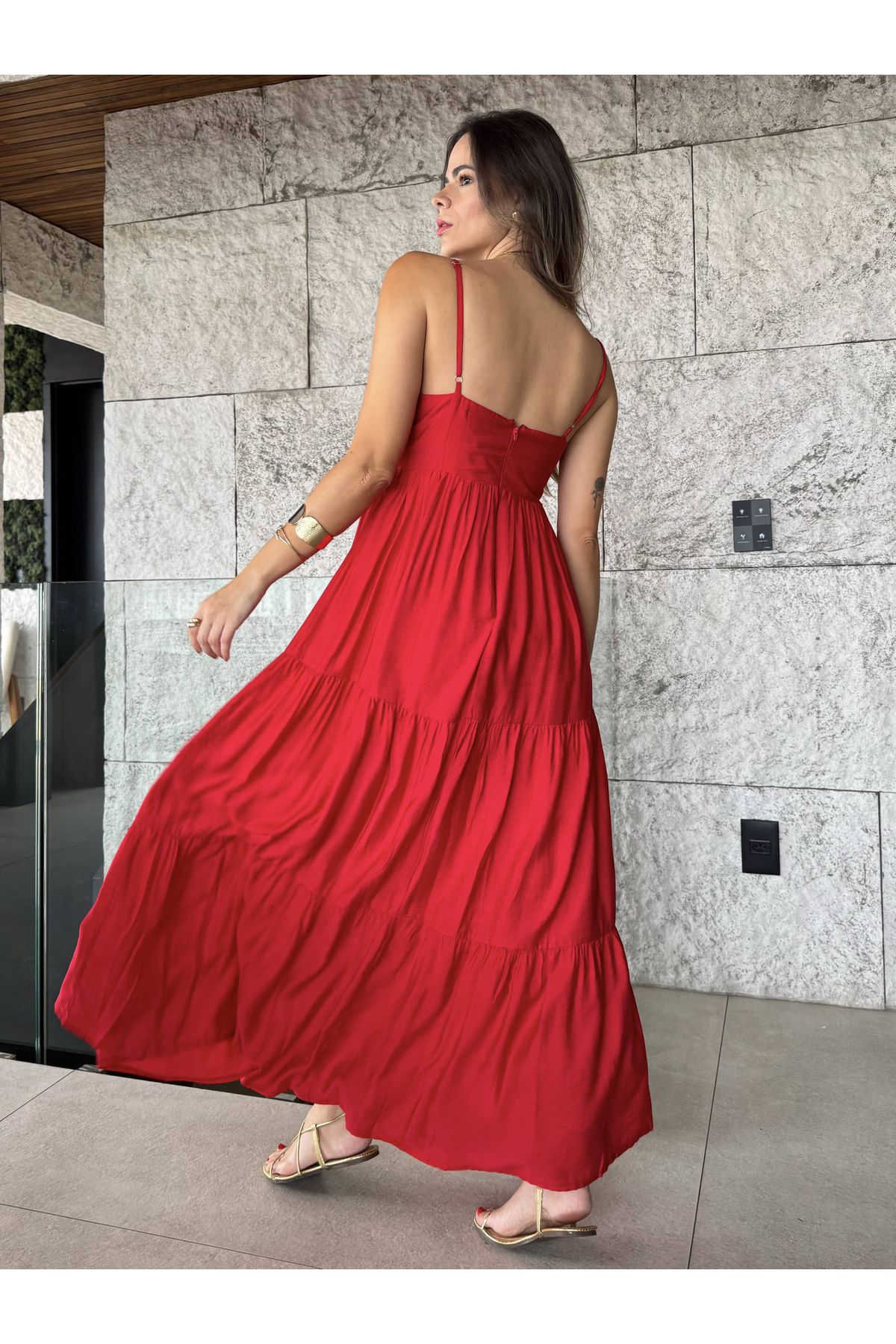Vestido Viviane midi - Vermelho