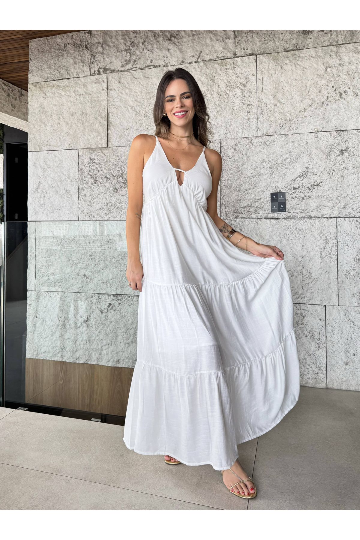 Vestido Viviane longo - Branco