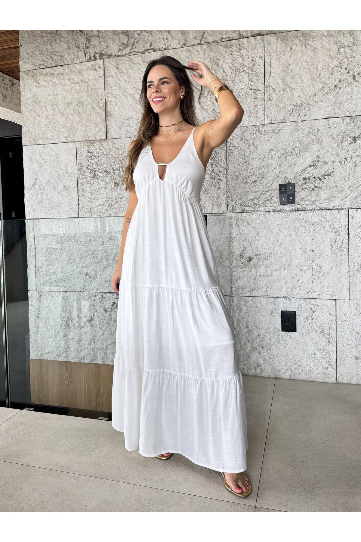 Vestido Viviane longo - Branco
