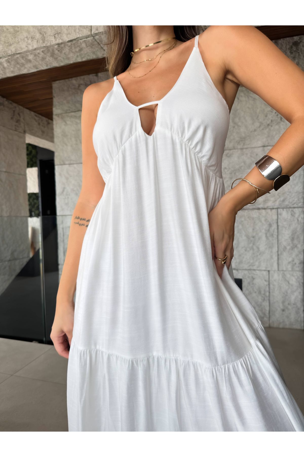 Vestido Viviane longo - Branco