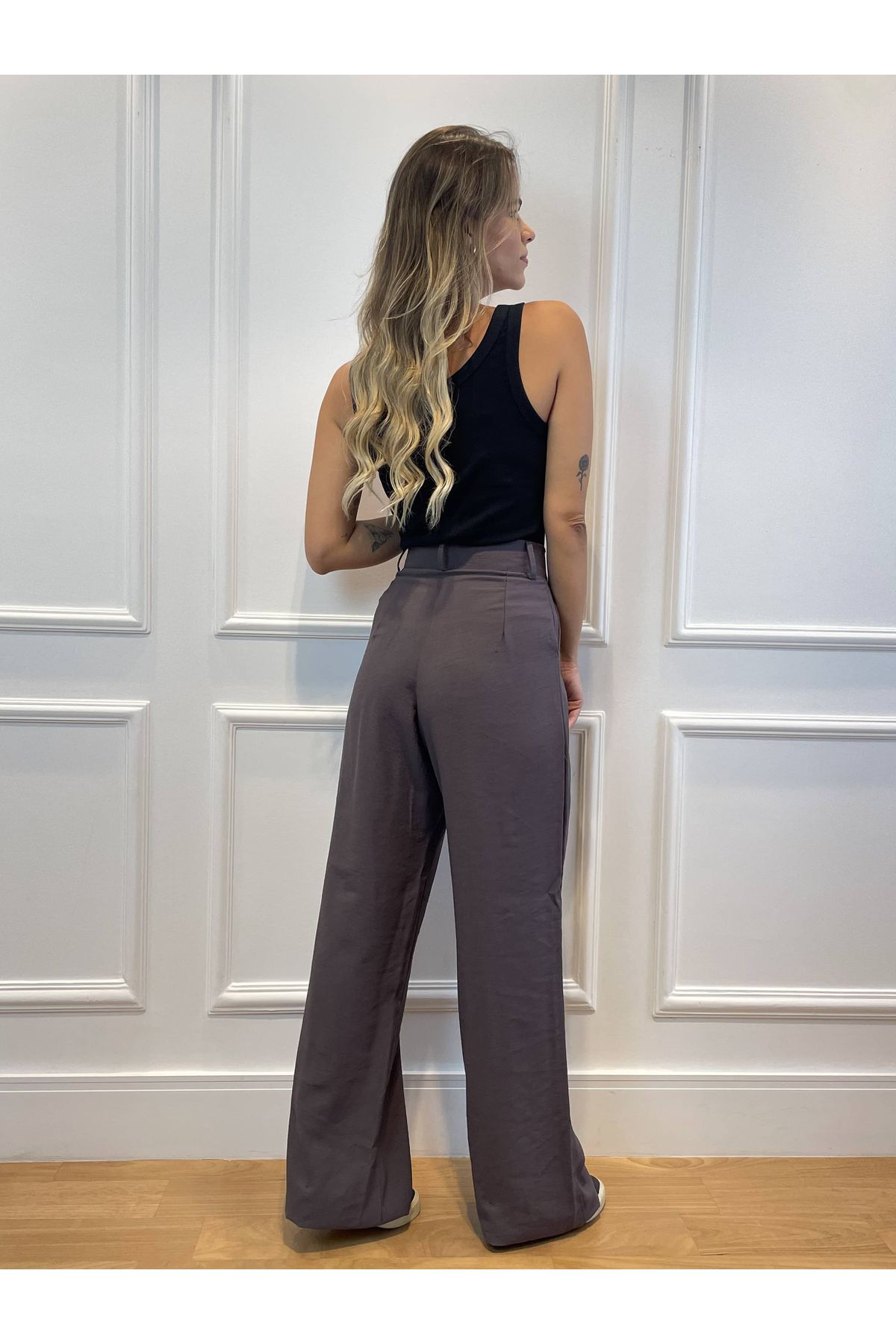 Calca Ava Alfaiataria Wide Leg cinza