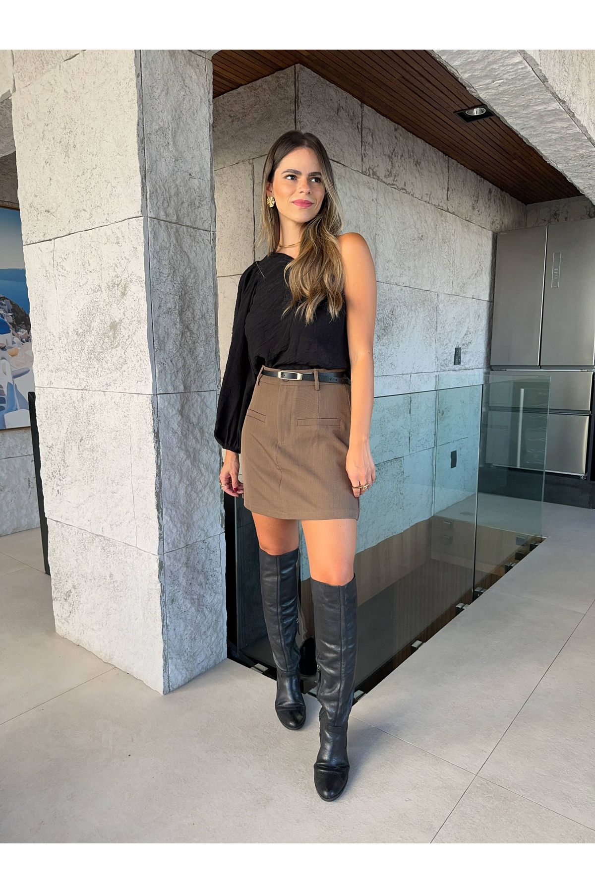 Blusa Eide Manga única Comprida - Preta 