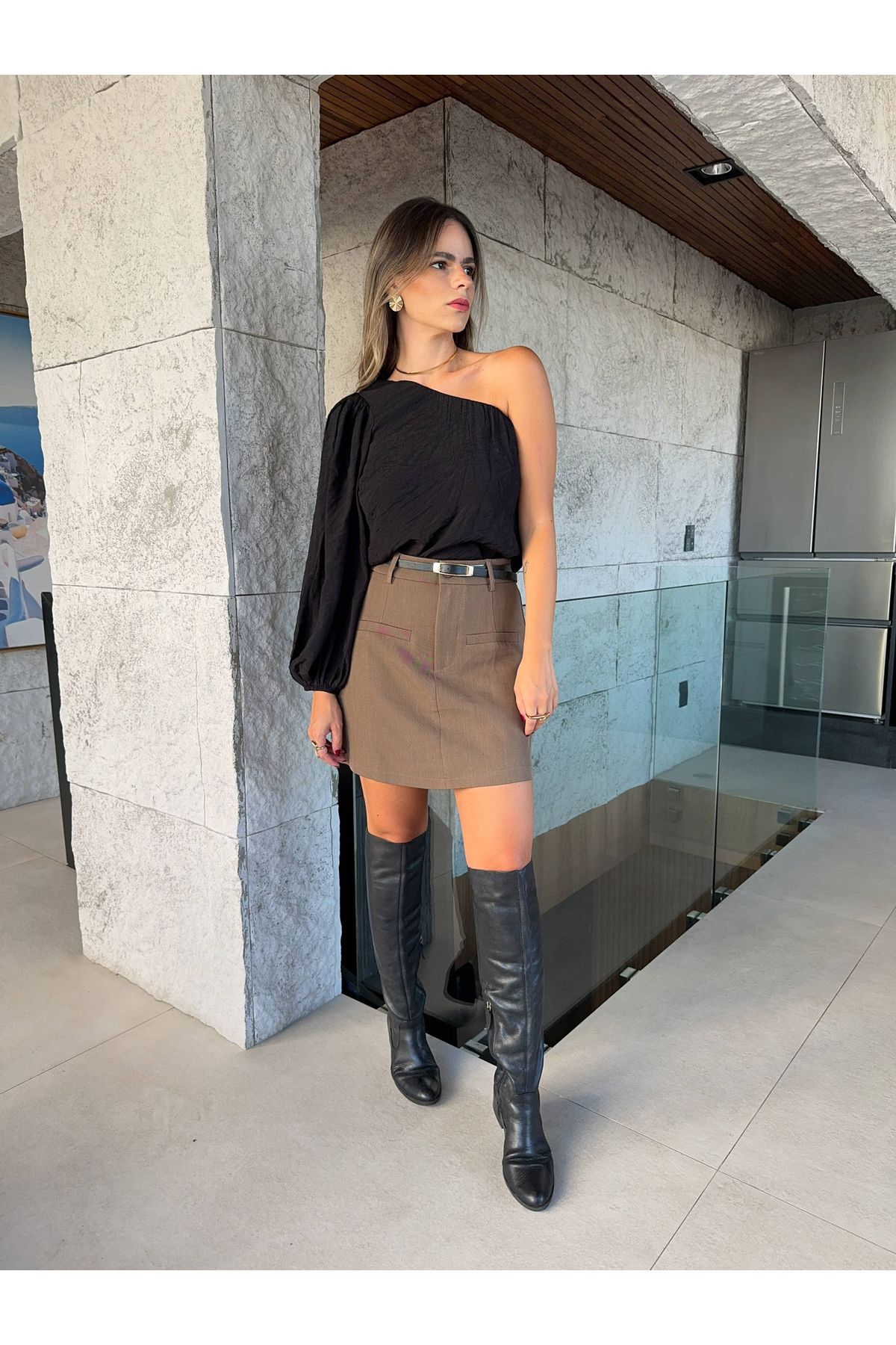 Blusa Eide Manga única Comprida - Preta 