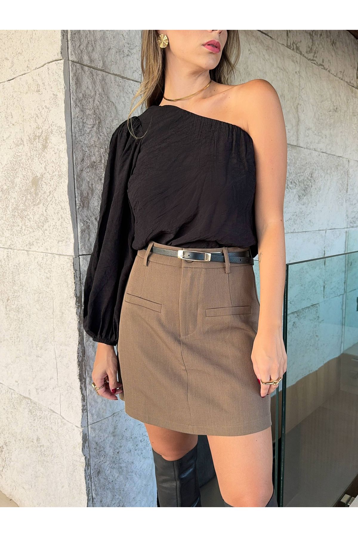 Blusa Eide Manga única Comprida - Preta 