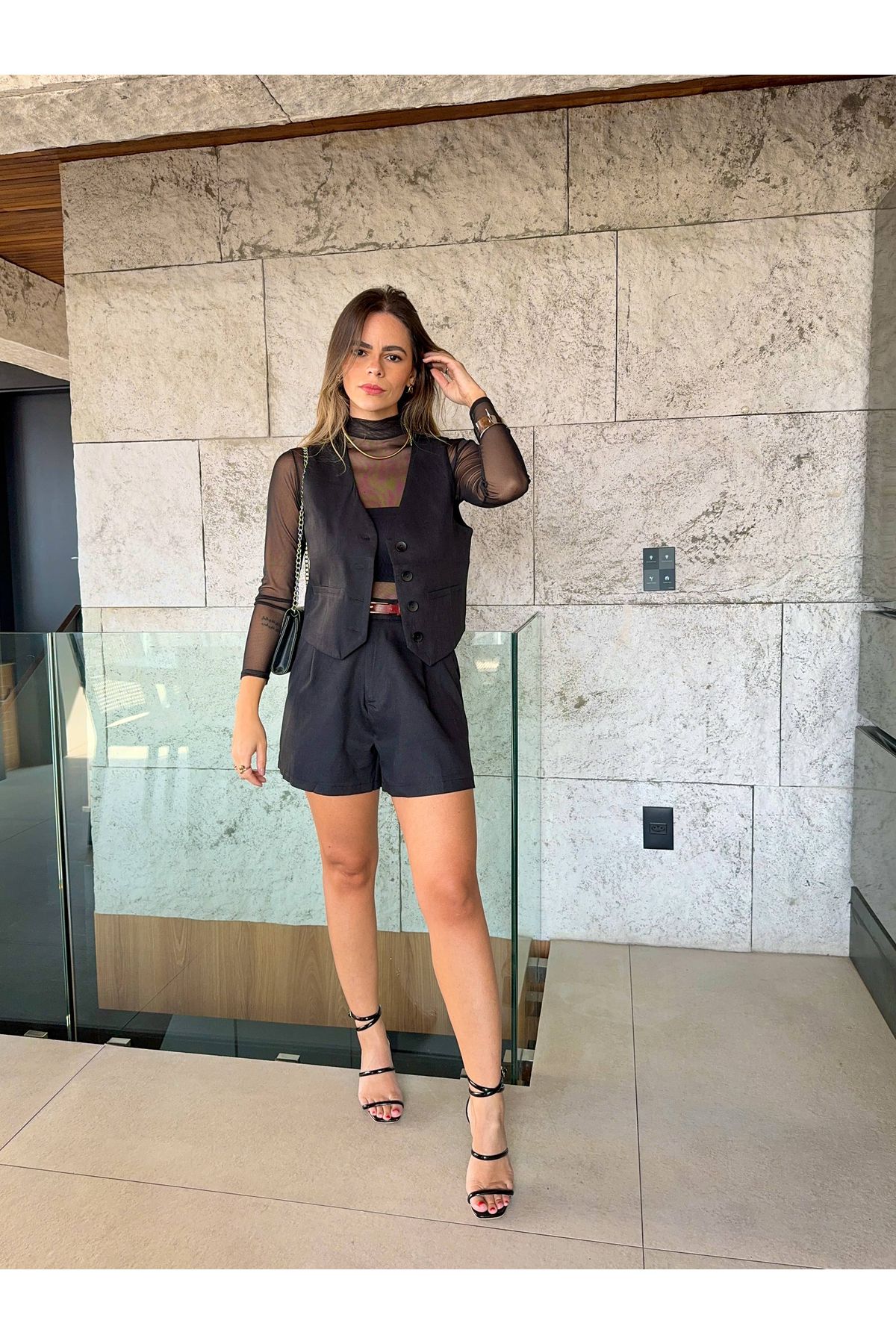 Short Hanna Alfaiataria - Preto