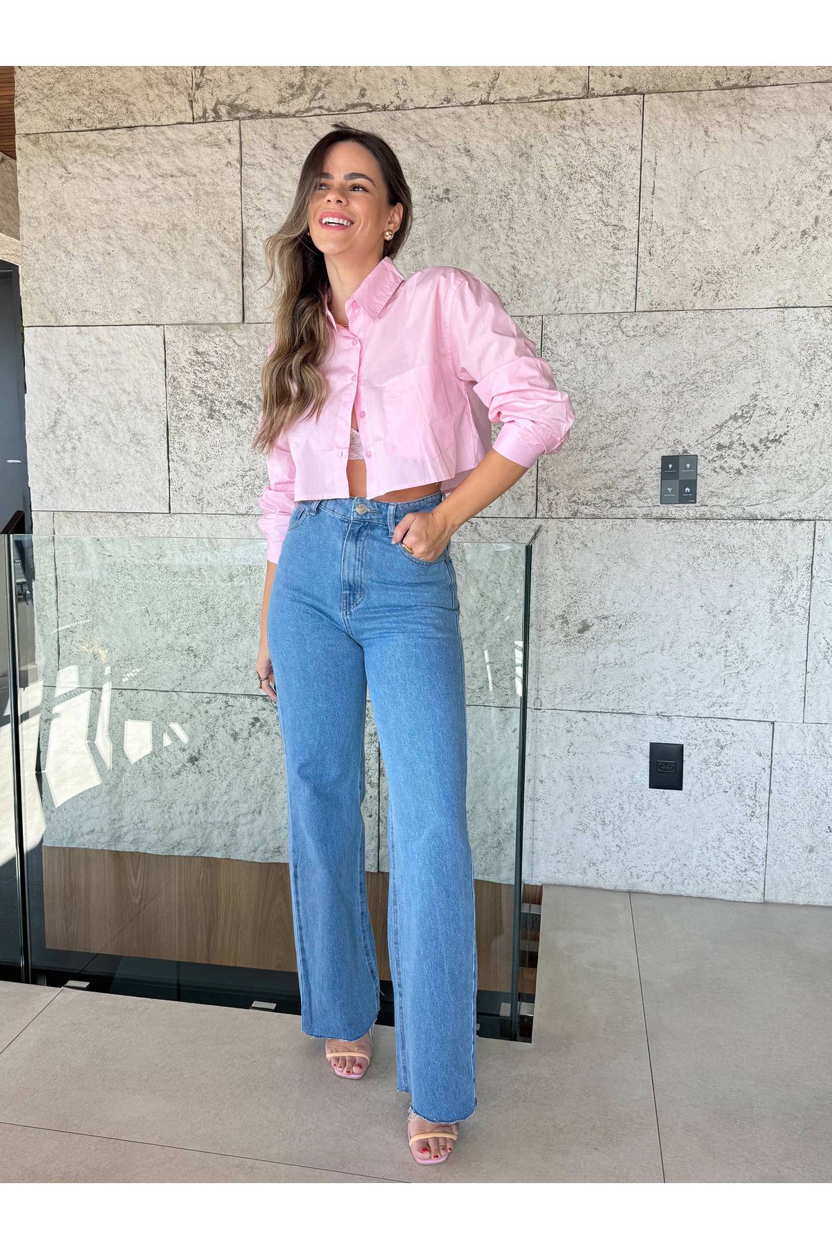 Camisa Catarina tricoline Rosa