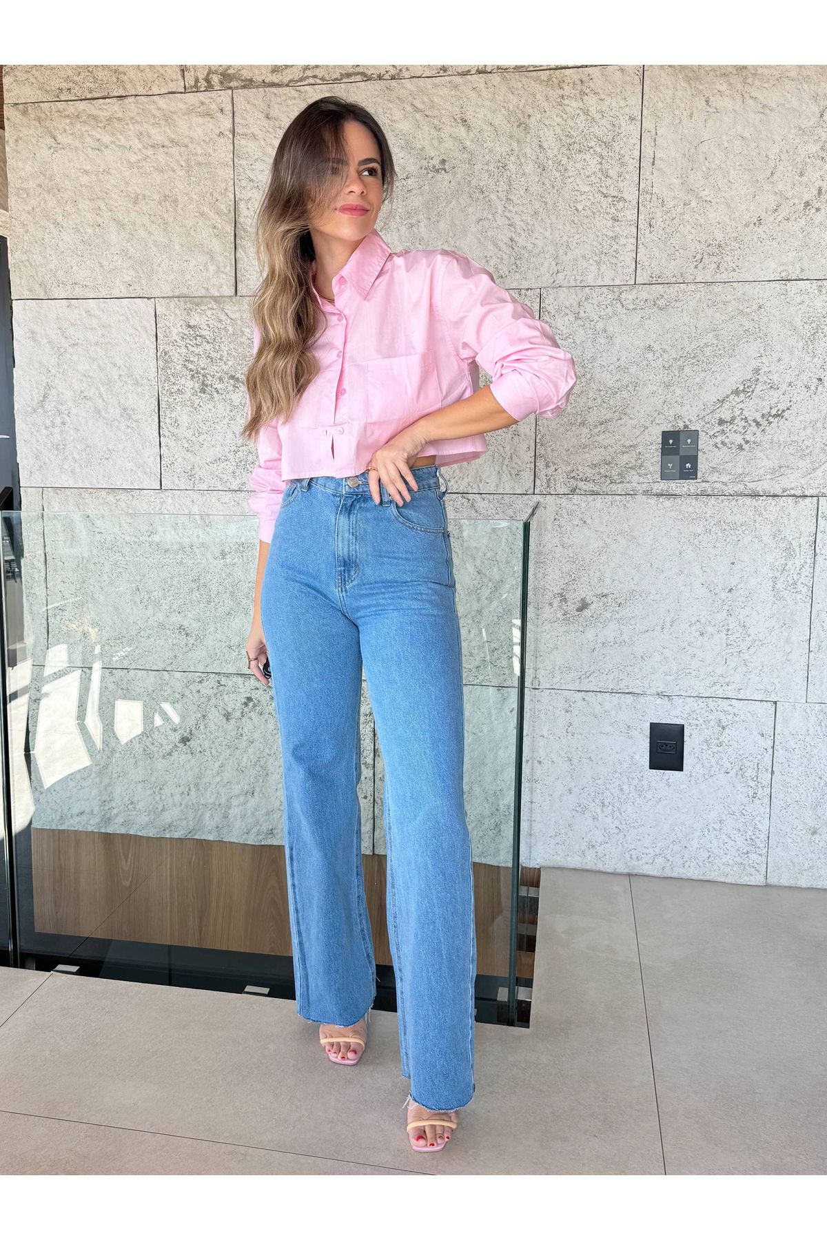 Camisa Catarina tricoline Rosa