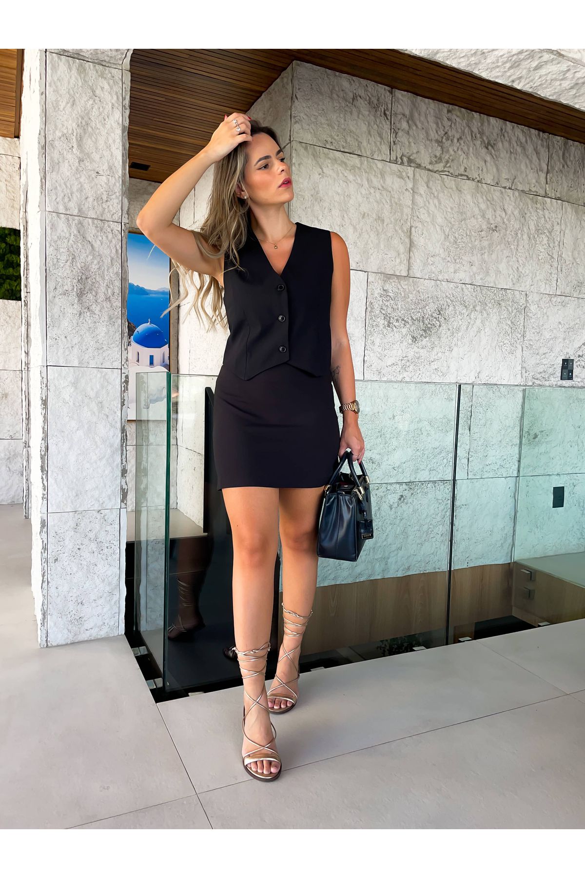 Saia Alfaiataria Conjunto Ada - Preto 