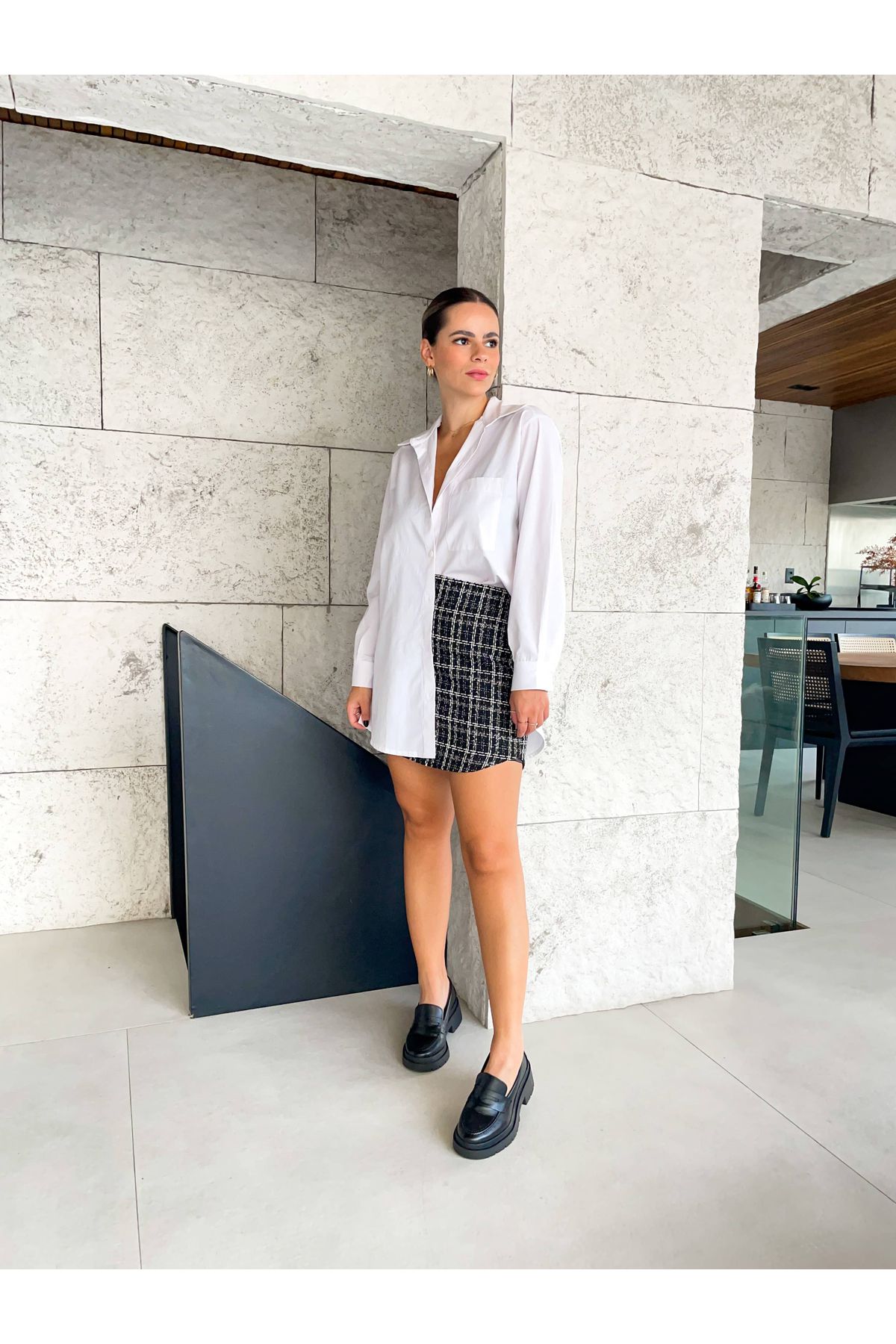 Saia Tweed Karla - Preta 